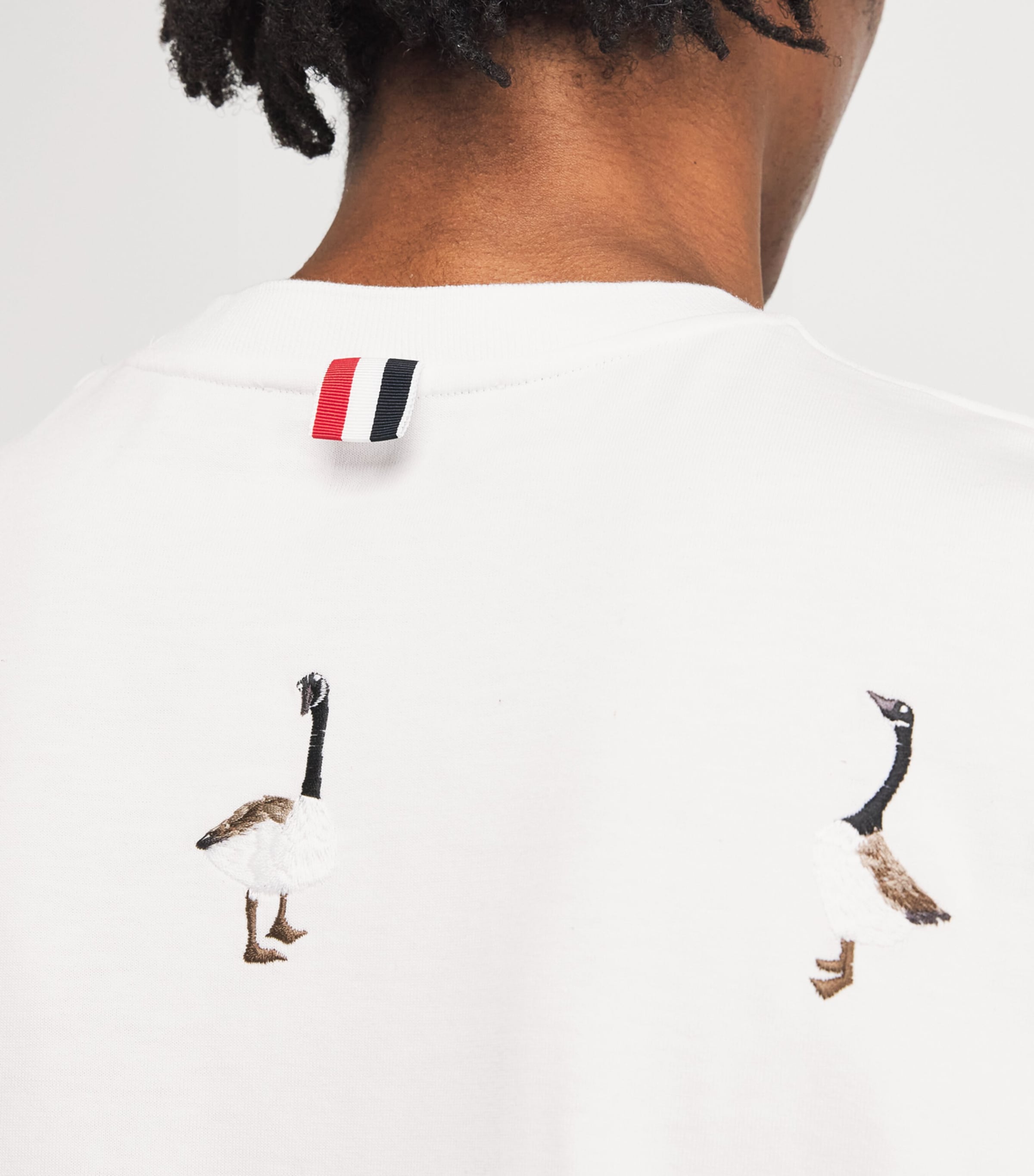 Cotton Embroidered Geese T-Shirt WHITE Image 6