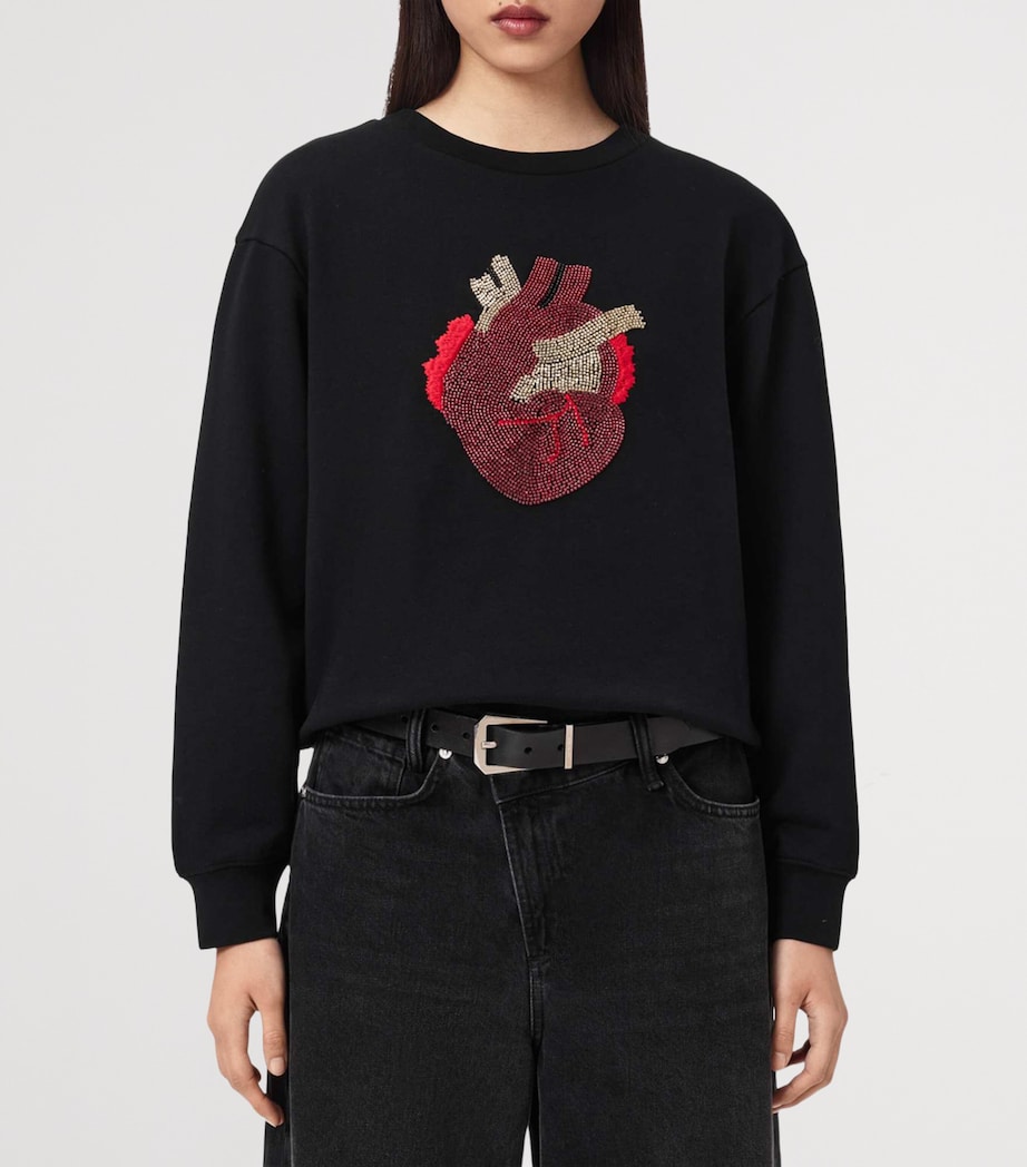 AllSaints Womens Embellished Andrea Pippa Sweatshirt Black Image 3