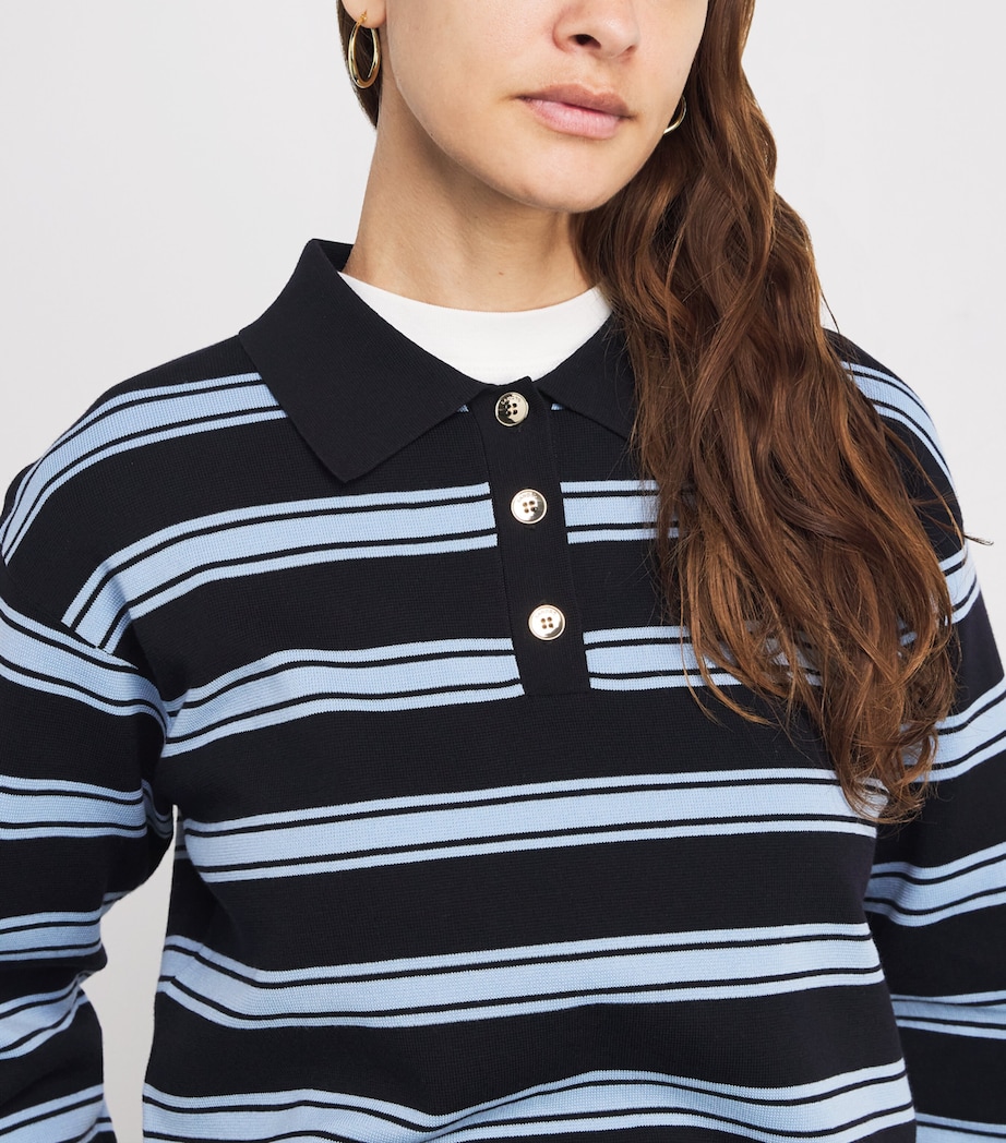 Cotton-Silk-Linen Polo Shirt NAVY BLUE Image 6