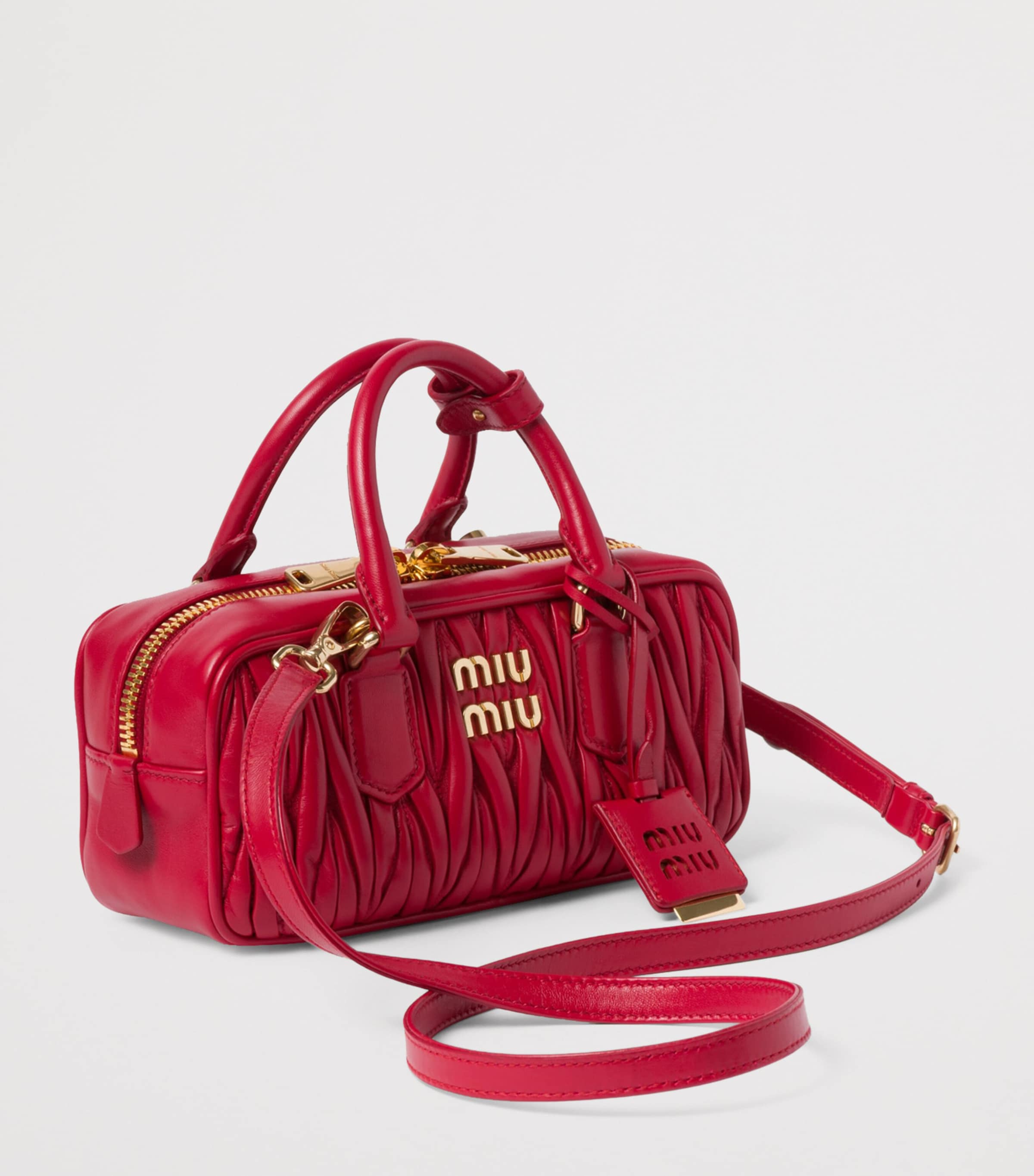 Miu Miu Nappa Leather Matelassé Arcadie Top-Handle Bag Red Image 4