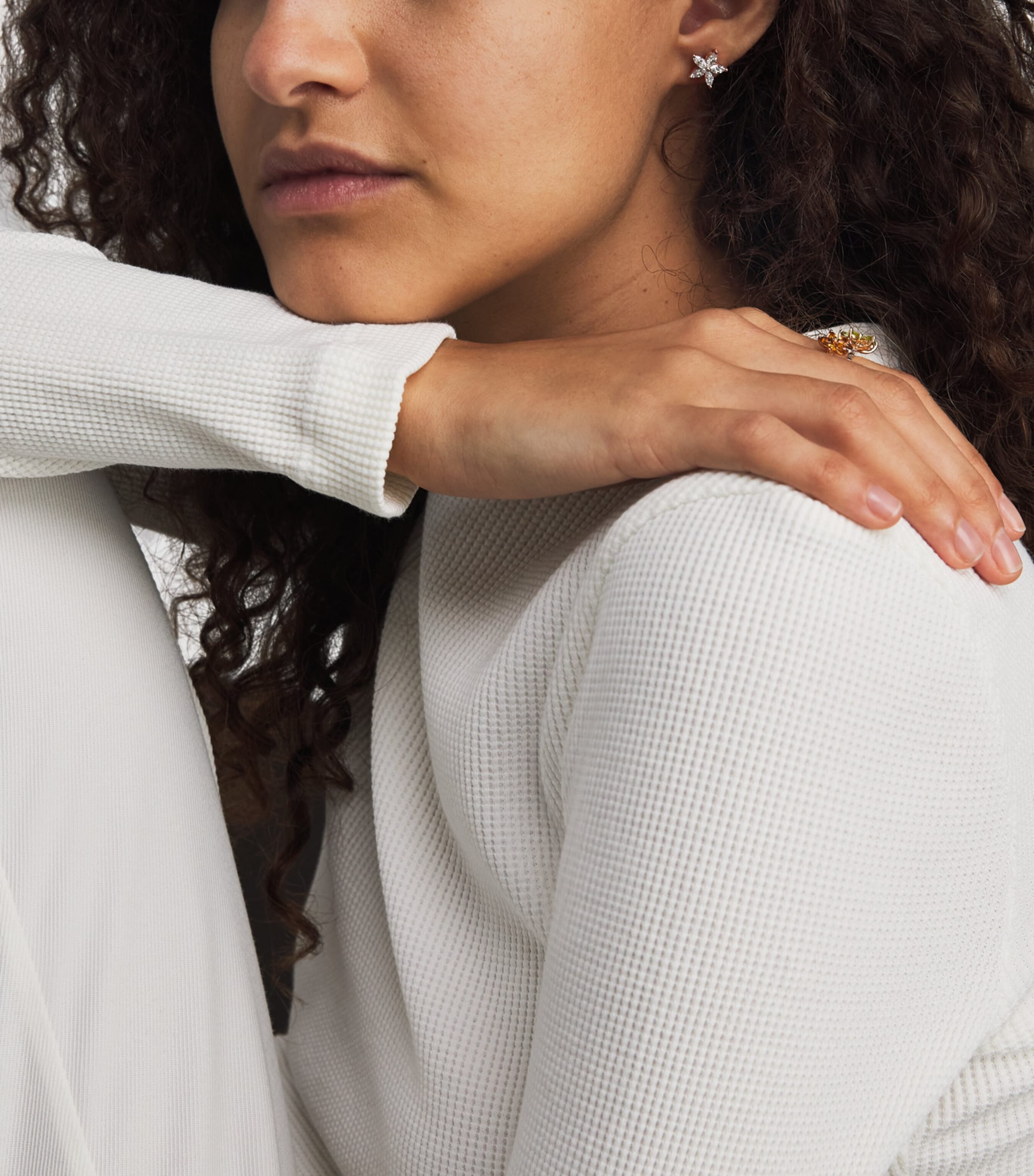 Rose Gold and Diamond Apple Seed Stud Earrings ROSE GOLD Image 5