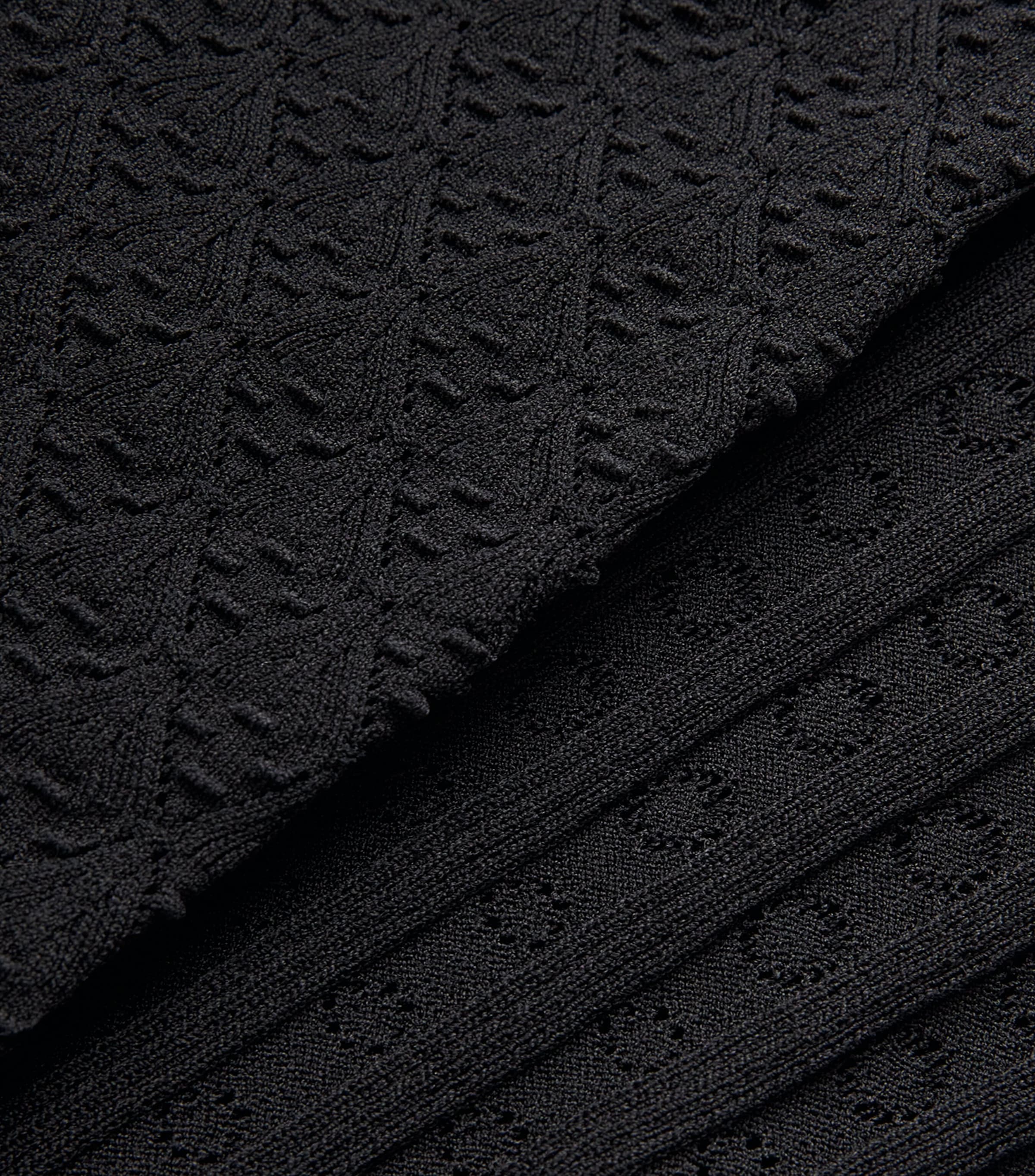 Knit V-Neck Midi Dress BLACK Image 5