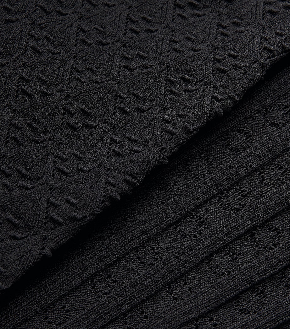 Knit V-Neck Midi Dress BLACK Image 5