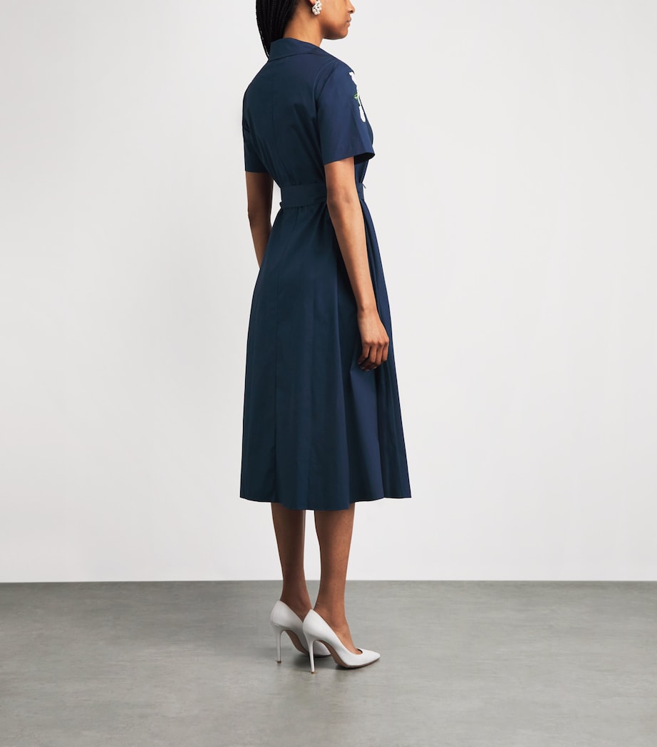 Carolina Herrera Womens Floral-Embroidered Midi Shirt Dress Midnight Image 4
