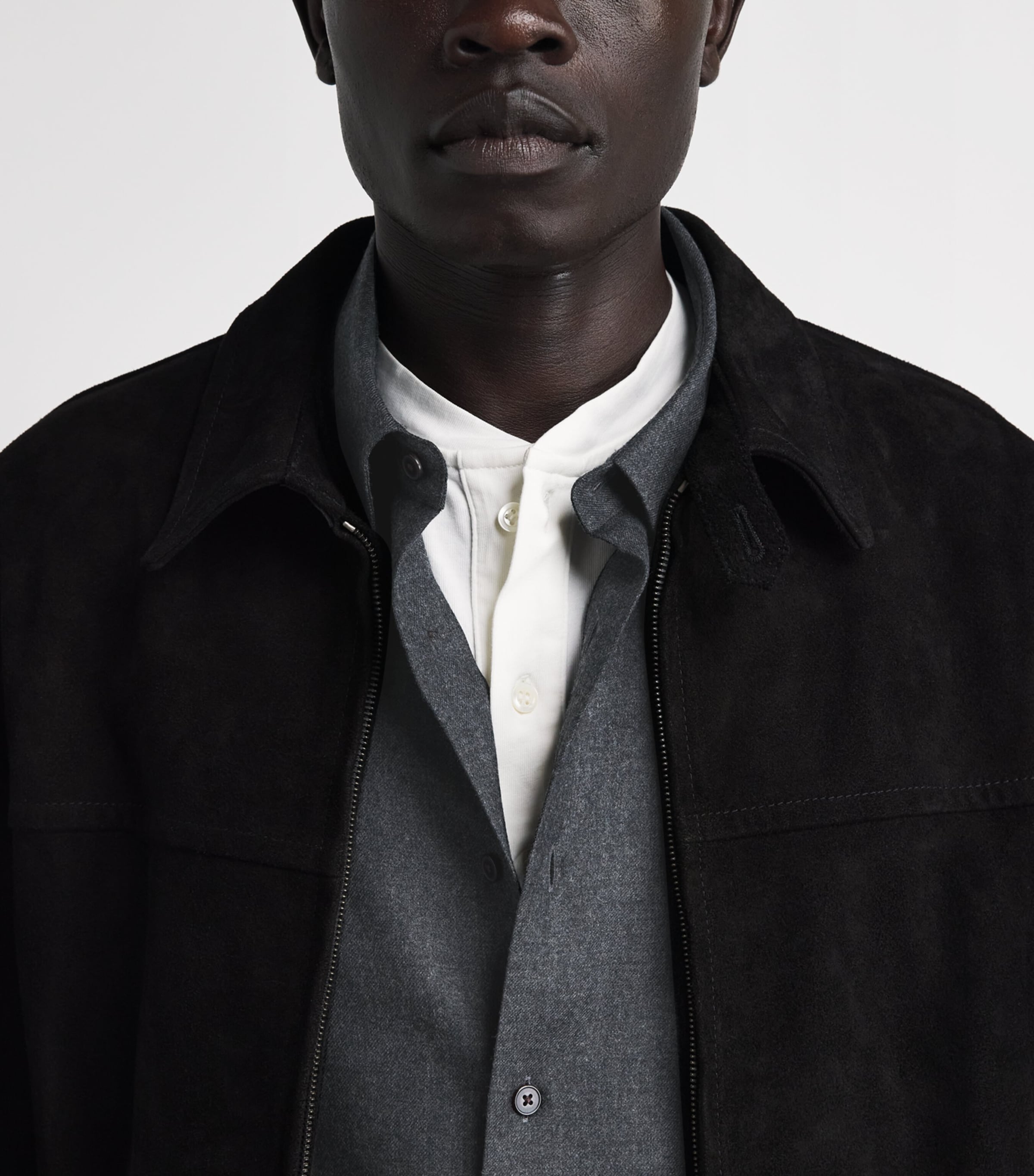 Auralee Mens Wool Flannel Shirt Top Charcoal Image 3