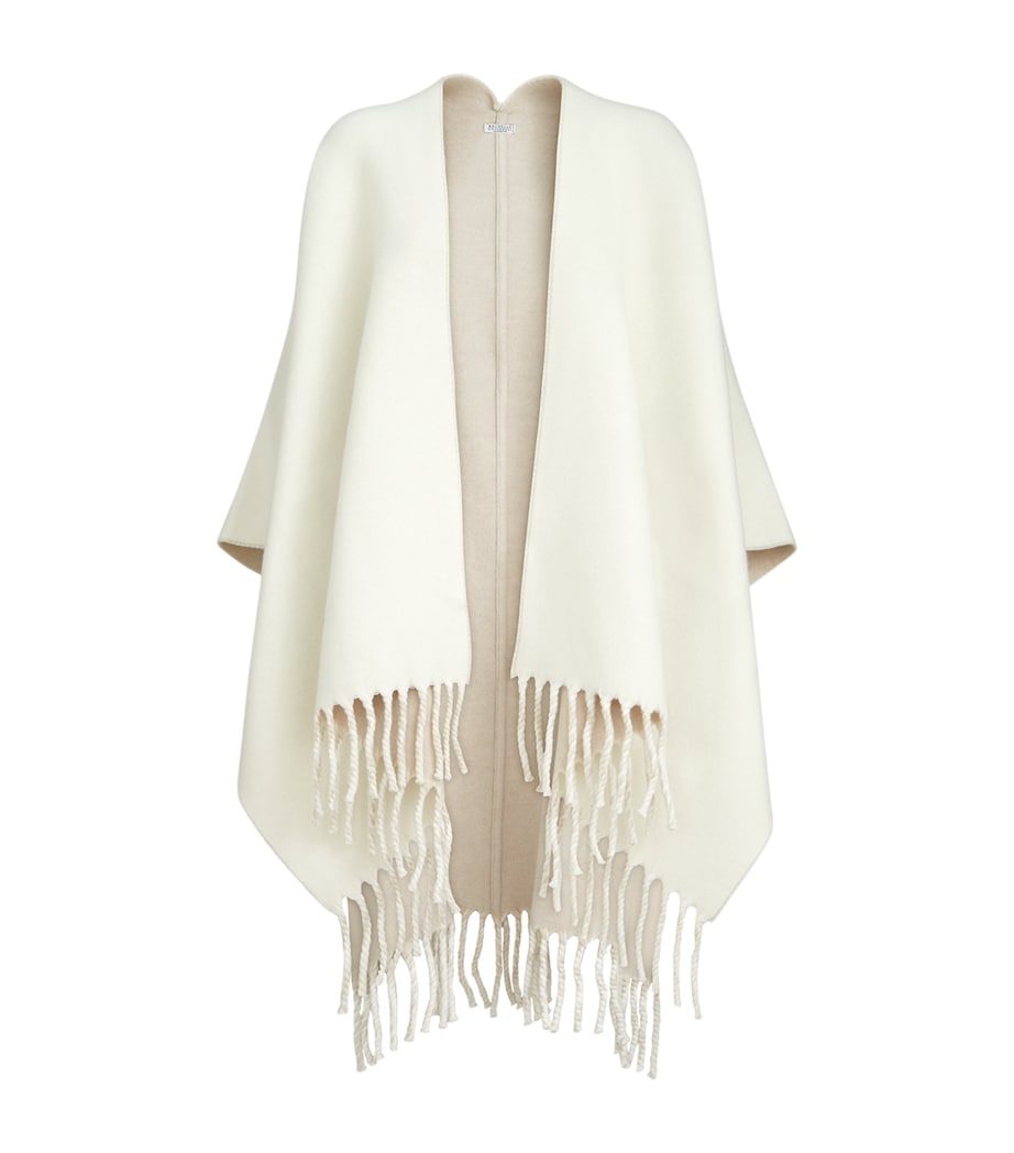 Brunello Cucinelli Womens Wool-Cashmere Reversible Poncho Image 1