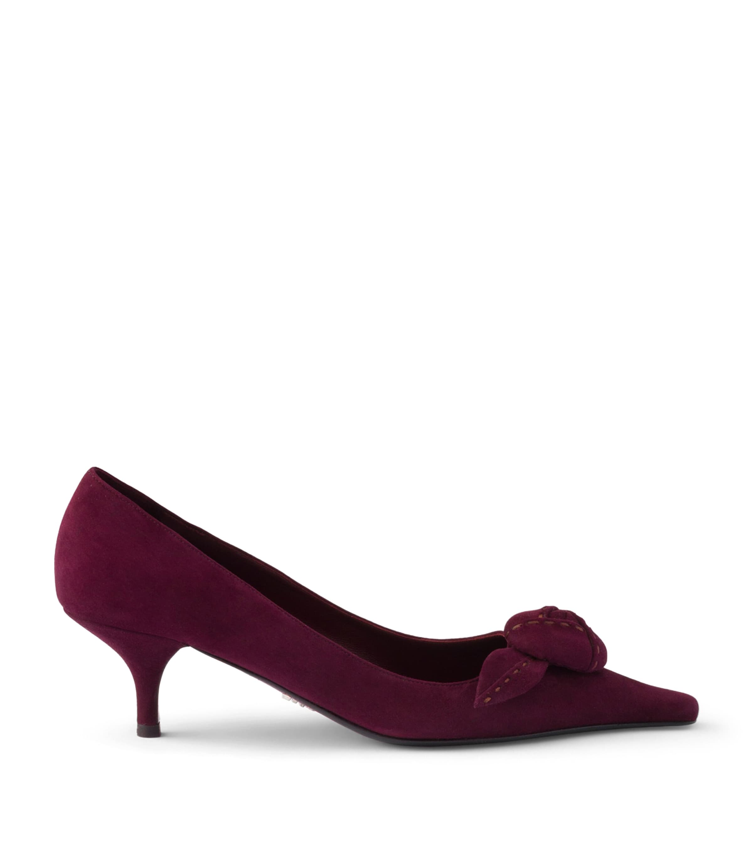 Prada Suede Floral-Detail Pumps 55 Burgundy Image 1