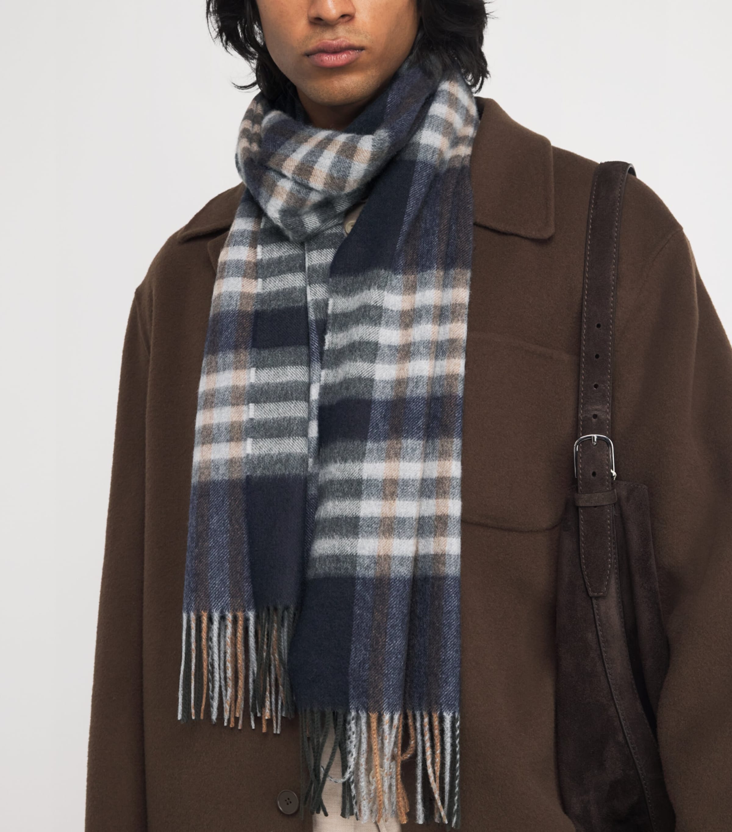 Cashmere Check Scarf RU7641 LICHEN Image 2