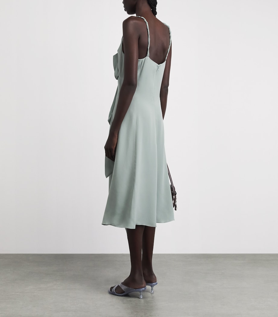 Acne Studios Womens Silk Bow-Appliqué Midi Dress Sage Green Image 4