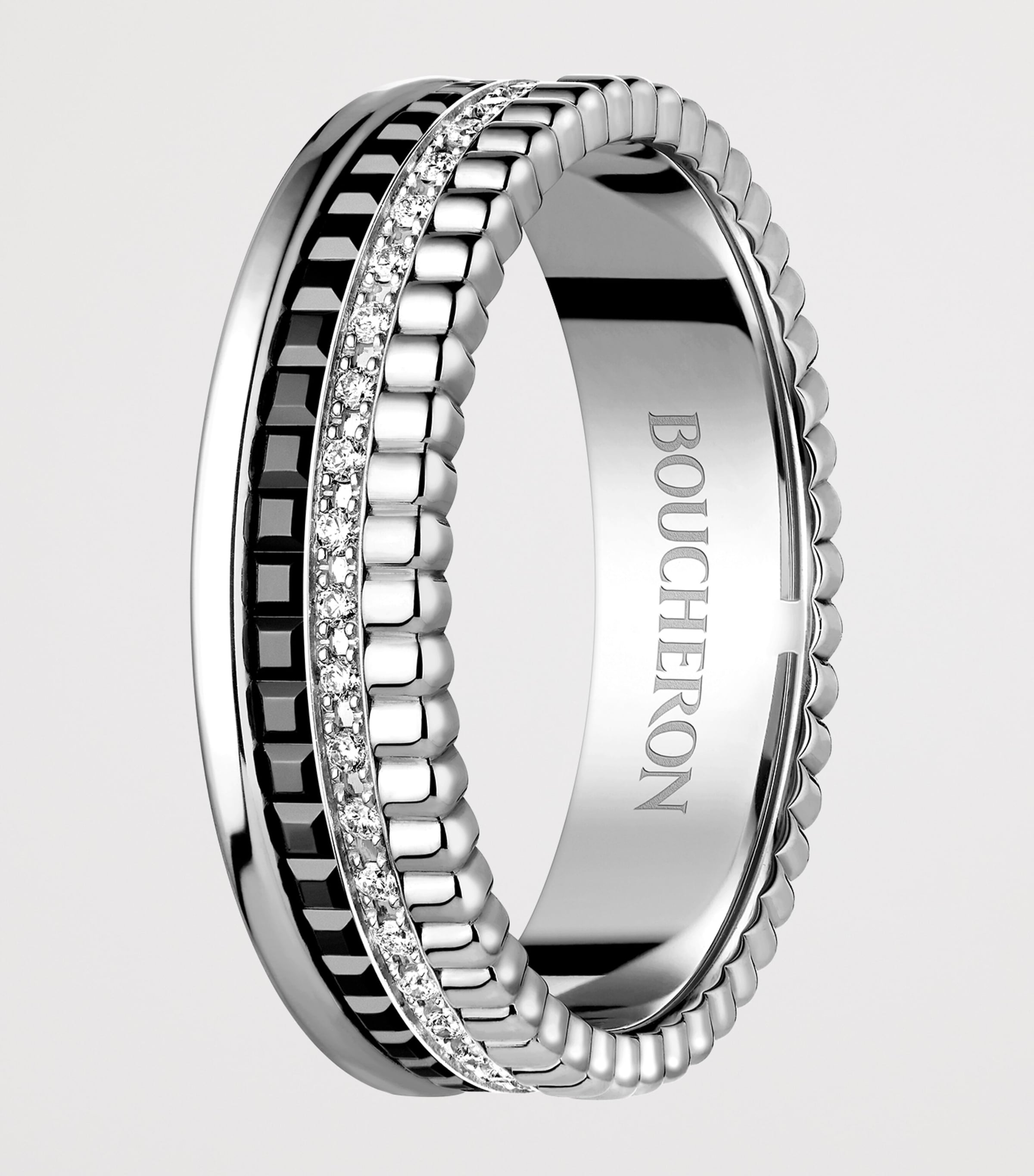 Boucheron Extra Small White Gold and Diamond Quatre Black Edition Ring White Gold Image 2