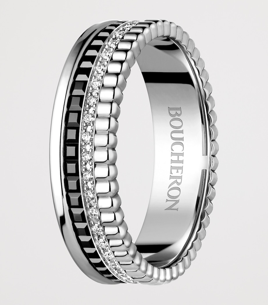 Boucheron Extra Small White Gold and Diamond Quatre Black Edition Ring White Gold Image 2