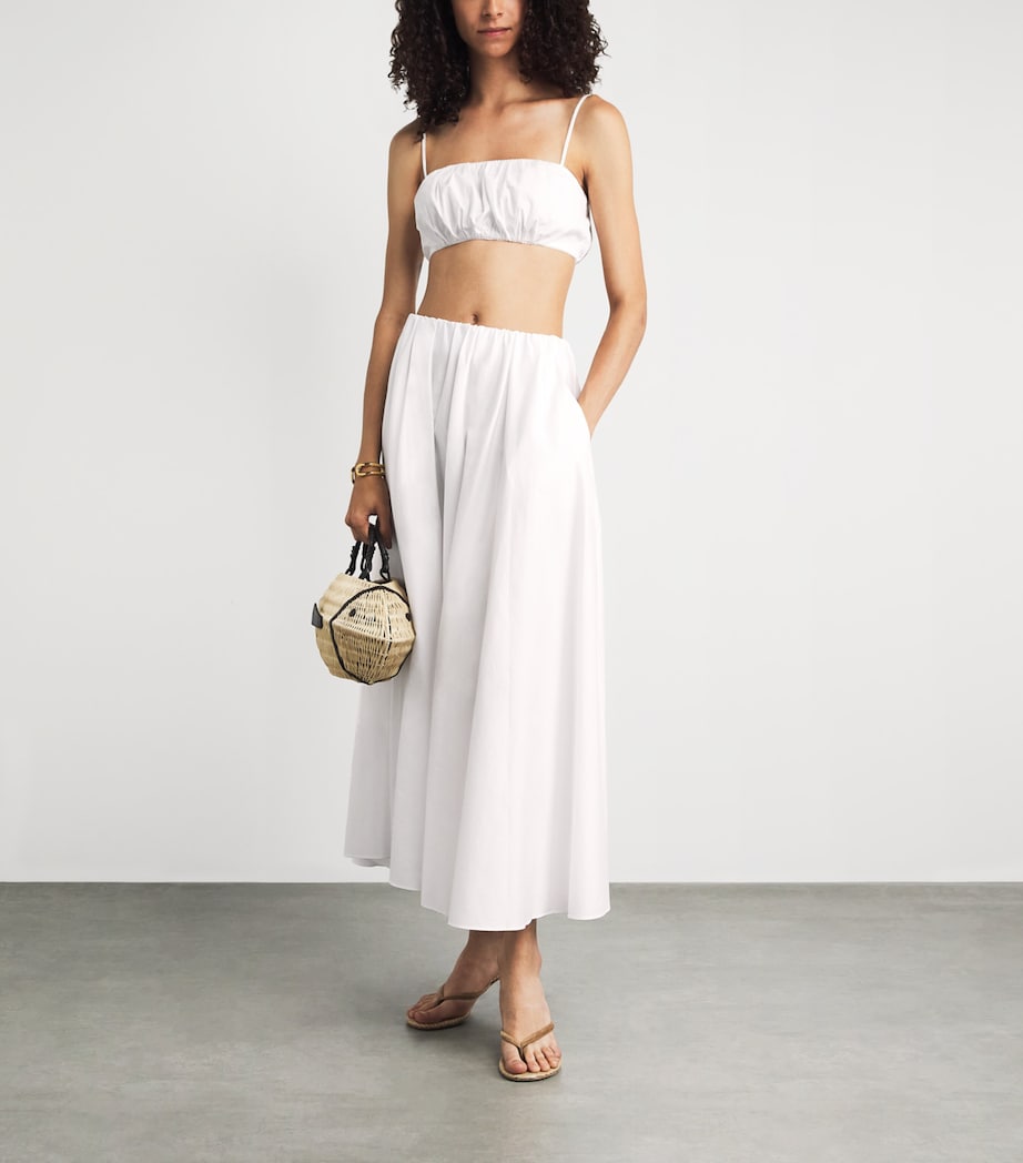 STAUD Womens Stretch-Cotton Fiore Crop Top White Image 2