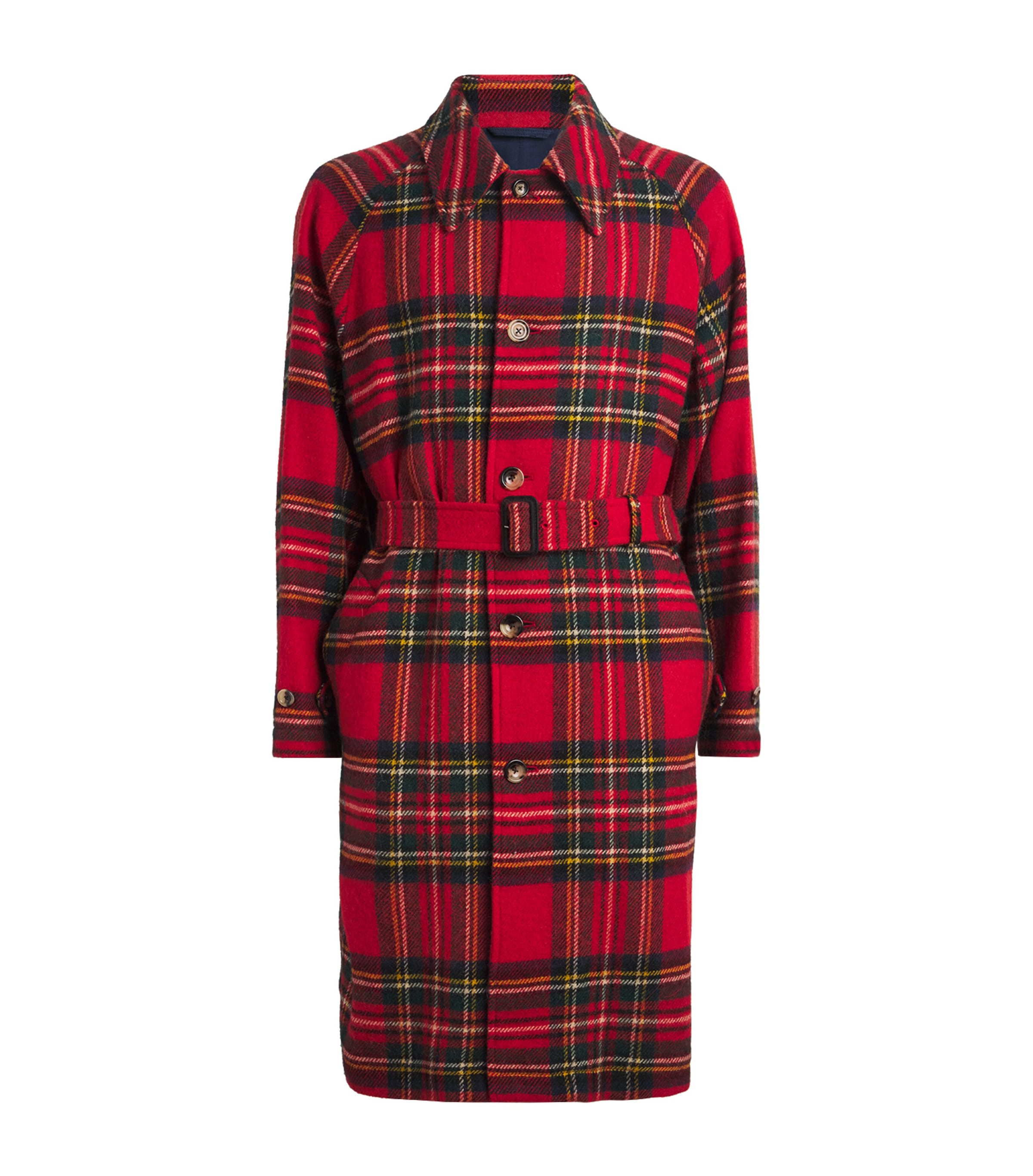 Polo Ralph Lauren Wool Tweed Plaid Balmacaan Coat In Red