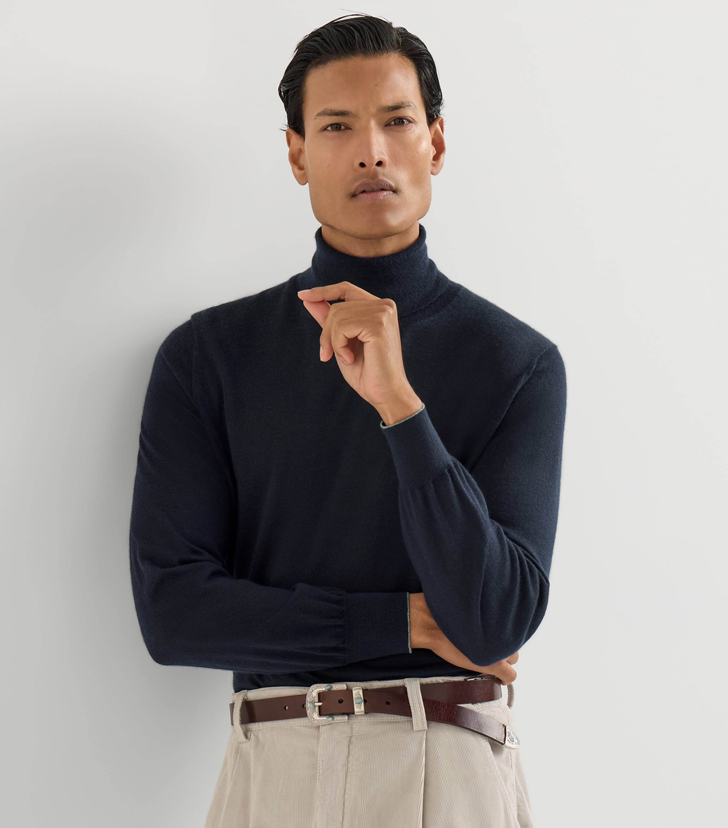 Brunello Cucinelli Mens Cashmere-Silk Rollneck Sweater Image 2