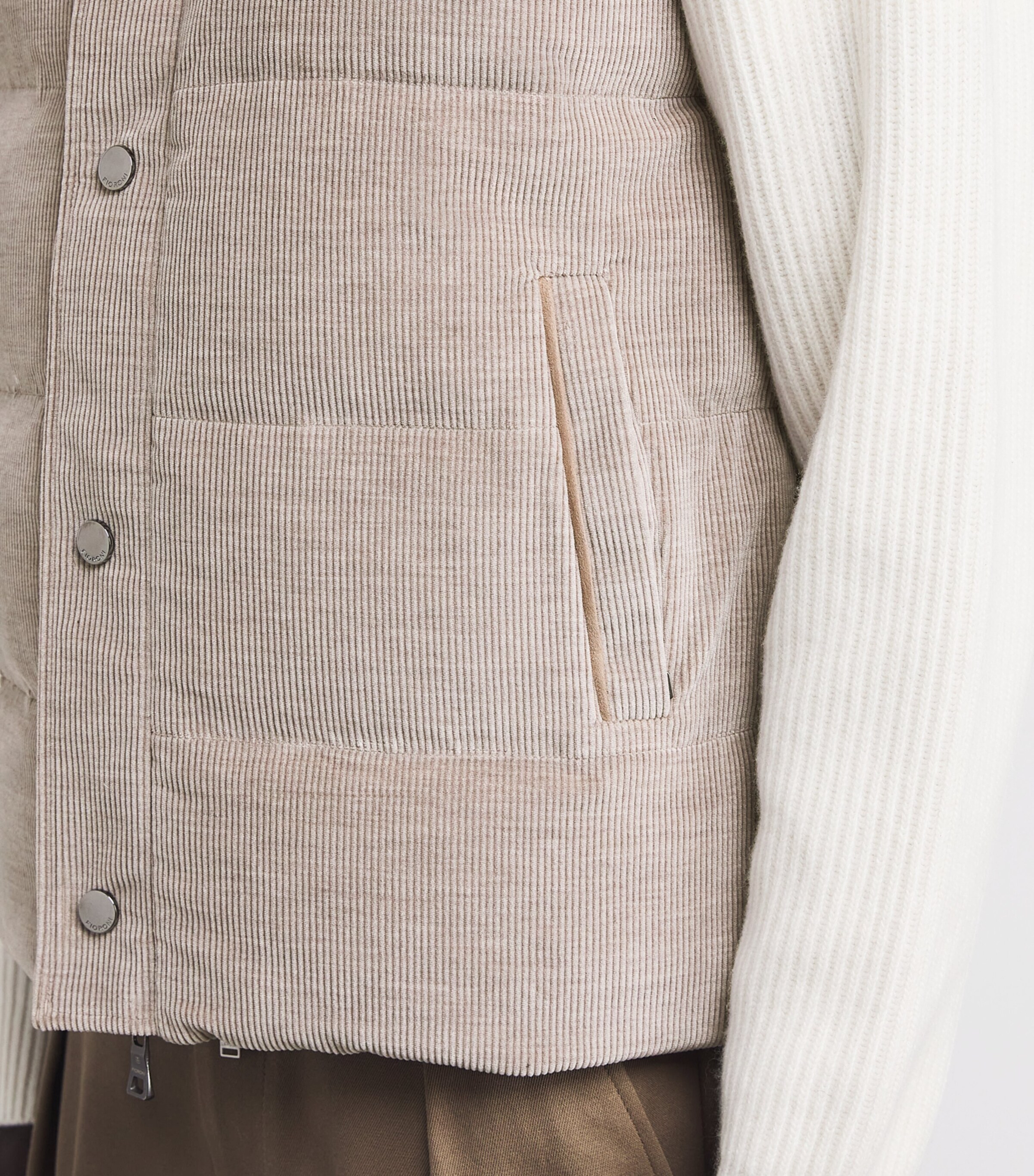 Fioroni Cashmere Beige Suede-Corduroy Down Gilet Harrods AL