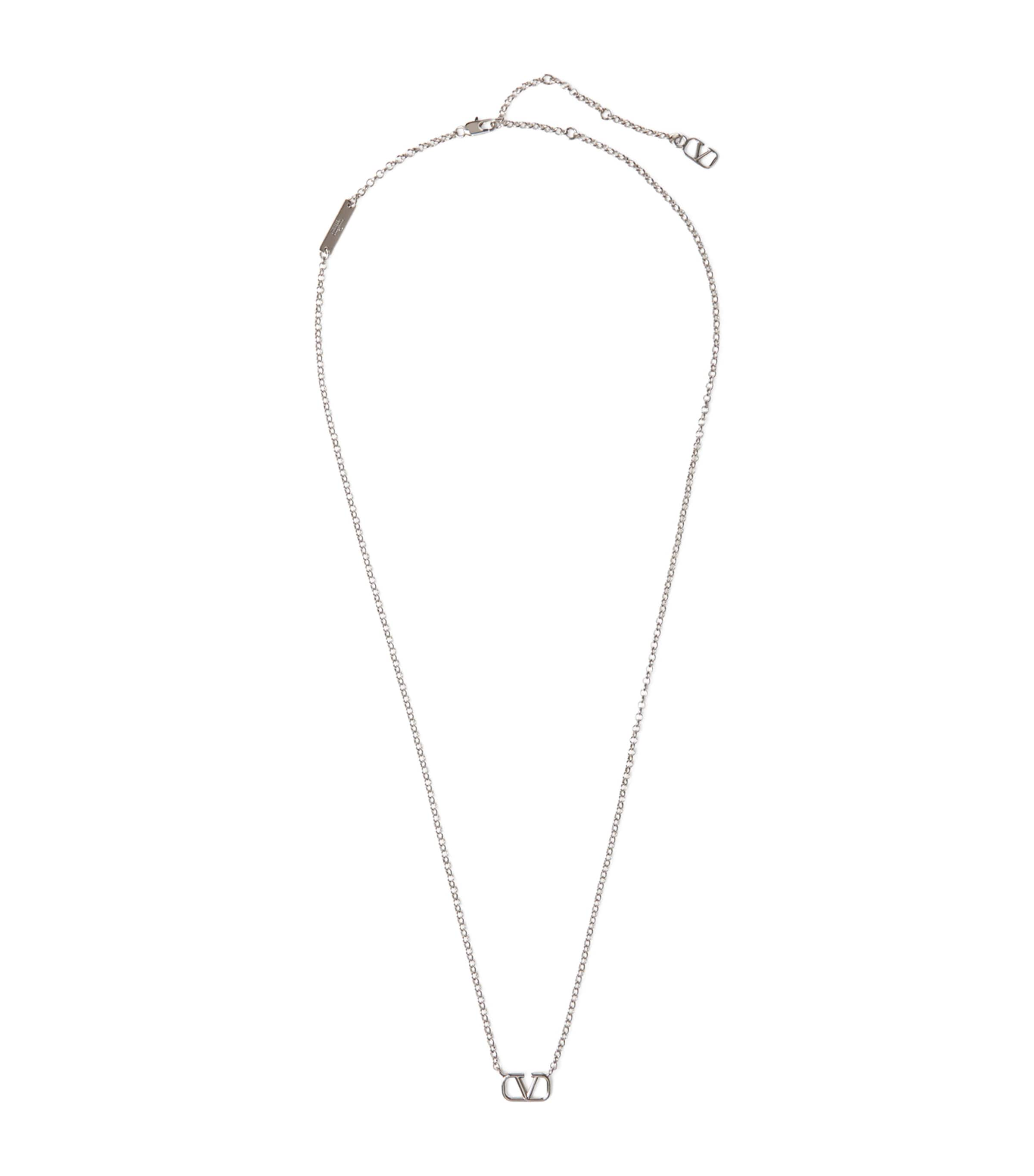 Shop Valentino Vlogo Necklace In White