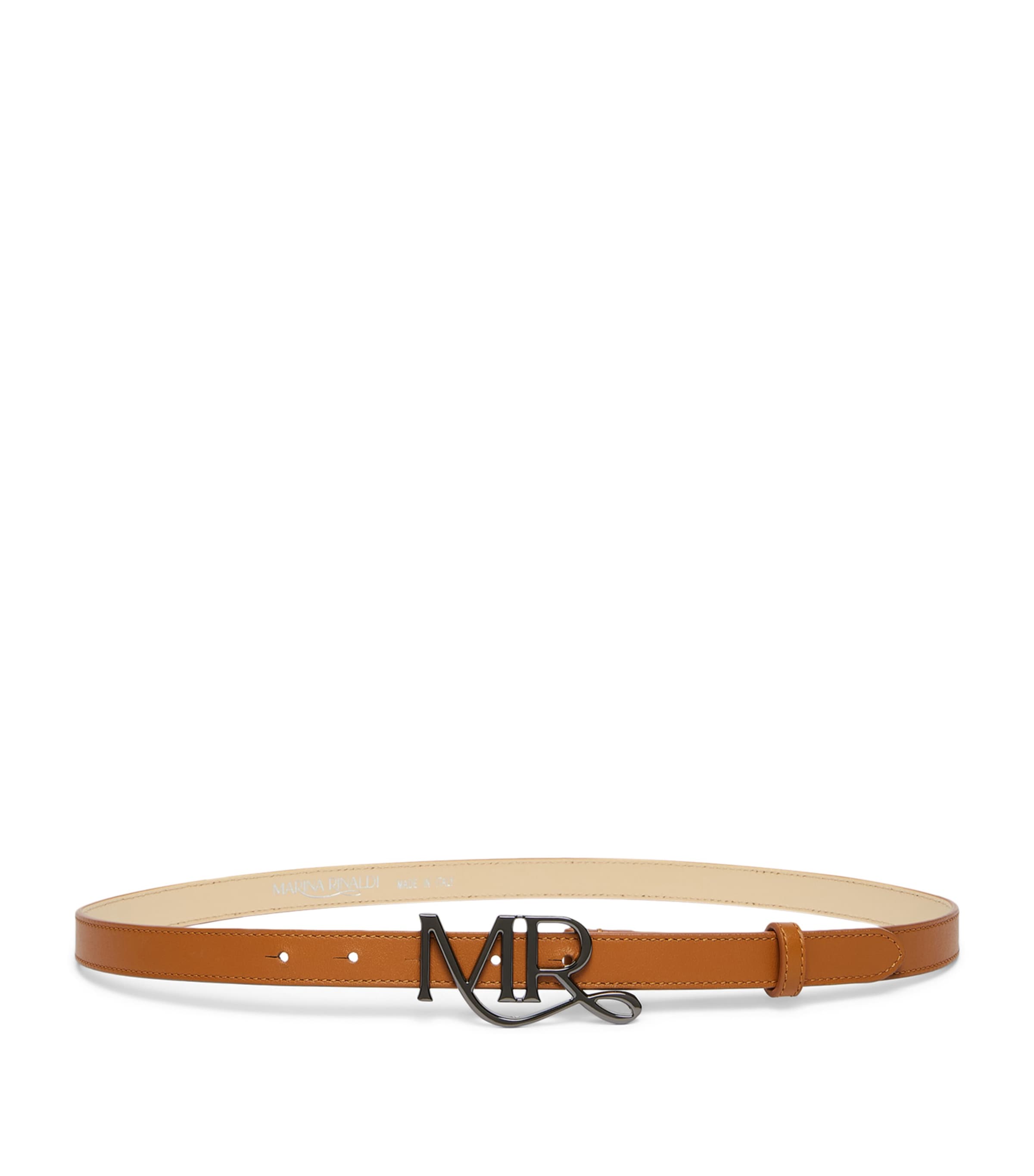 Marina Rinaldi Leather Logo Belt Tobacco Image 1