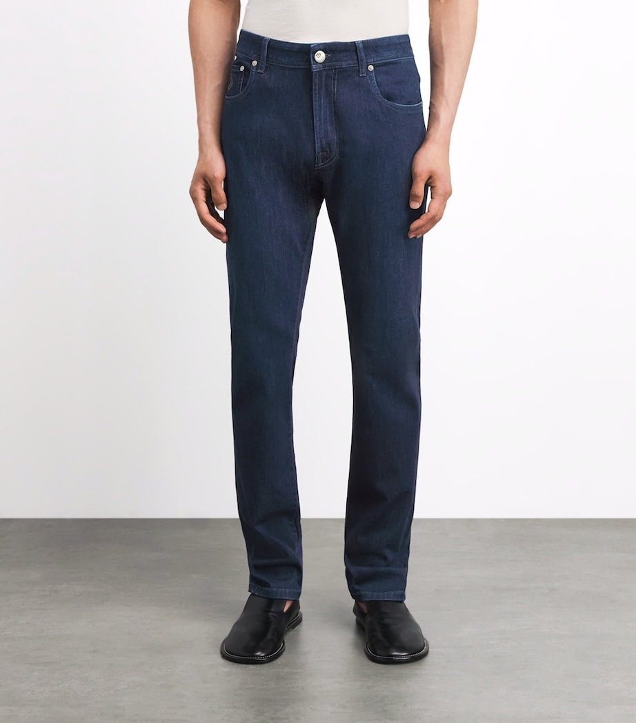 Corneliani Mens Stretch Straight Jeans Navy Blue Image 4