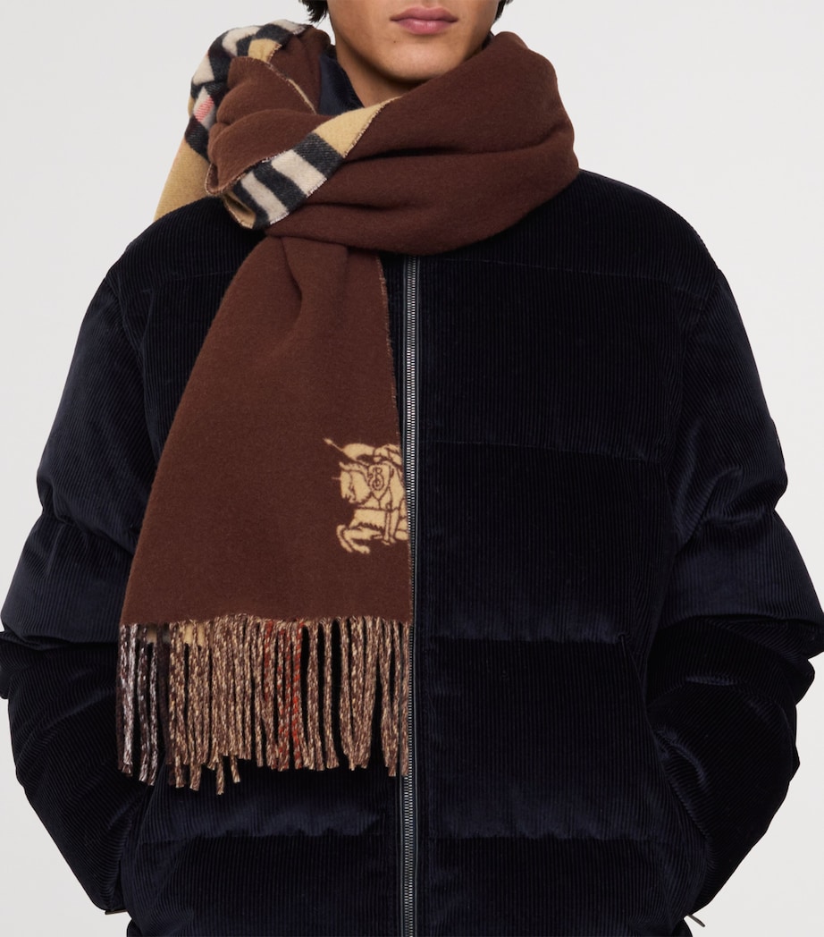 Cashmere Wide Reversible EKD Scarf SAND Image 4