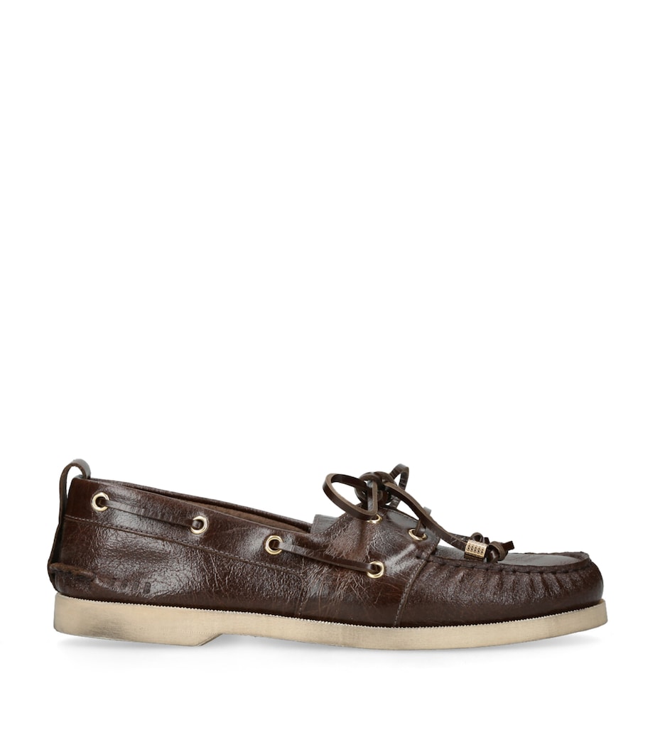 Golden Goose Leather Boat Shoes Dark Brown Image 1