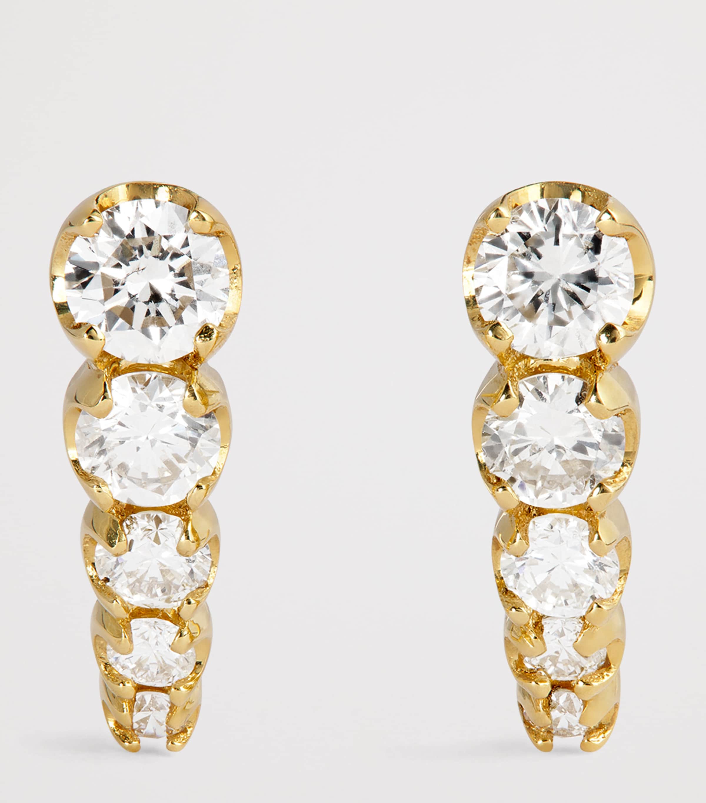 Large Yellow Gold and Diamond Edith Stud Earrings YELLOW GOLD Image 3