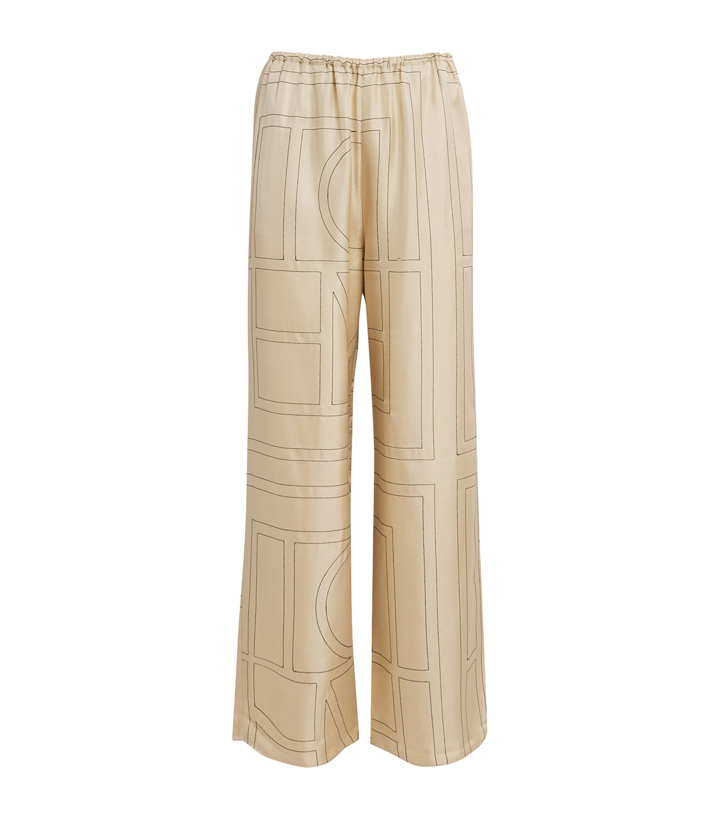 Toteme Womens Silk Monogram Trousers Ivory Monogram Image 1