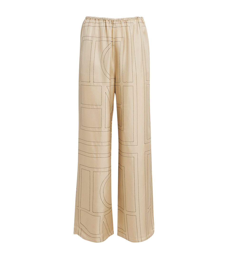 Toteme Silk Monogram Trousers Ivory Monogram