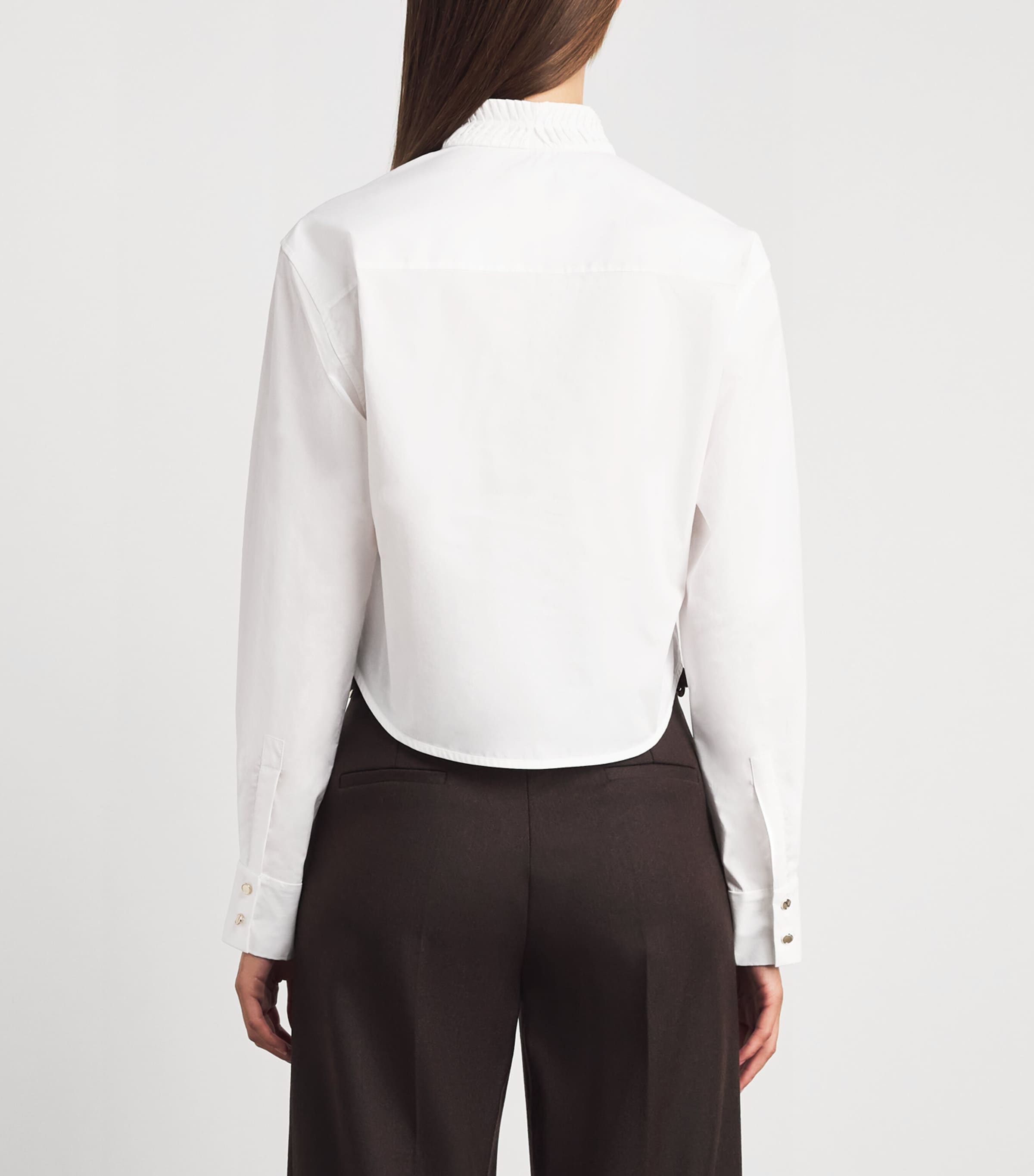 Sandro Paris Womens Cotton Pleated Shirt White Image 5