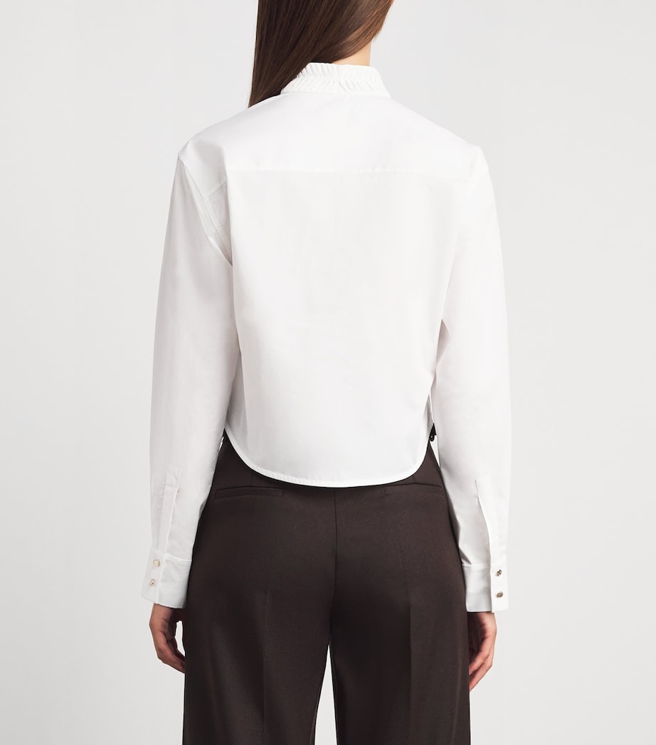Sandro Paris Womens Cotton Pleated Shirt White Image 5