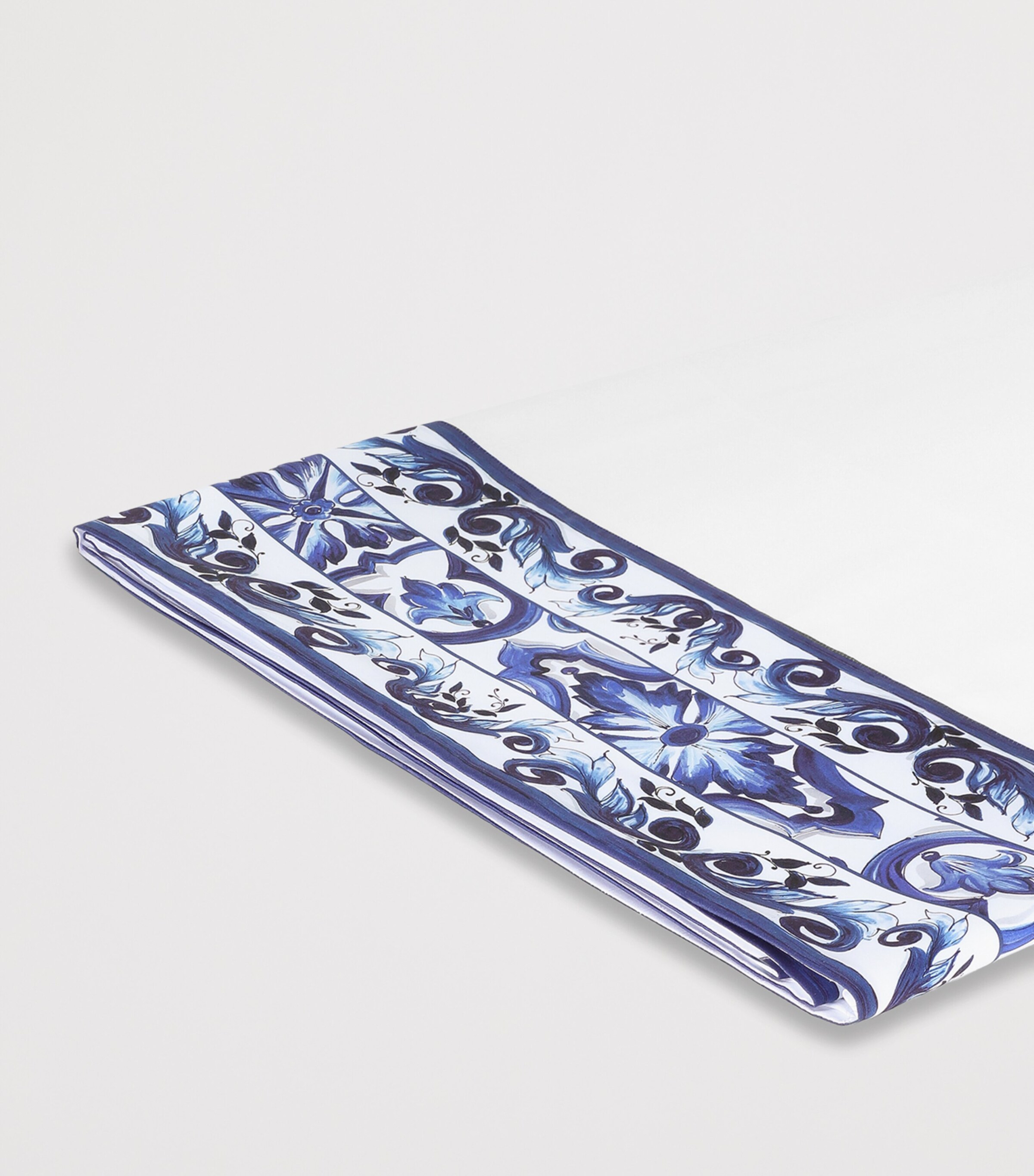 Dolce&Gabbana Casa Cotton Majolica King Flat Sheet (260cm x 280cm) Bianco/blu Med Image 4