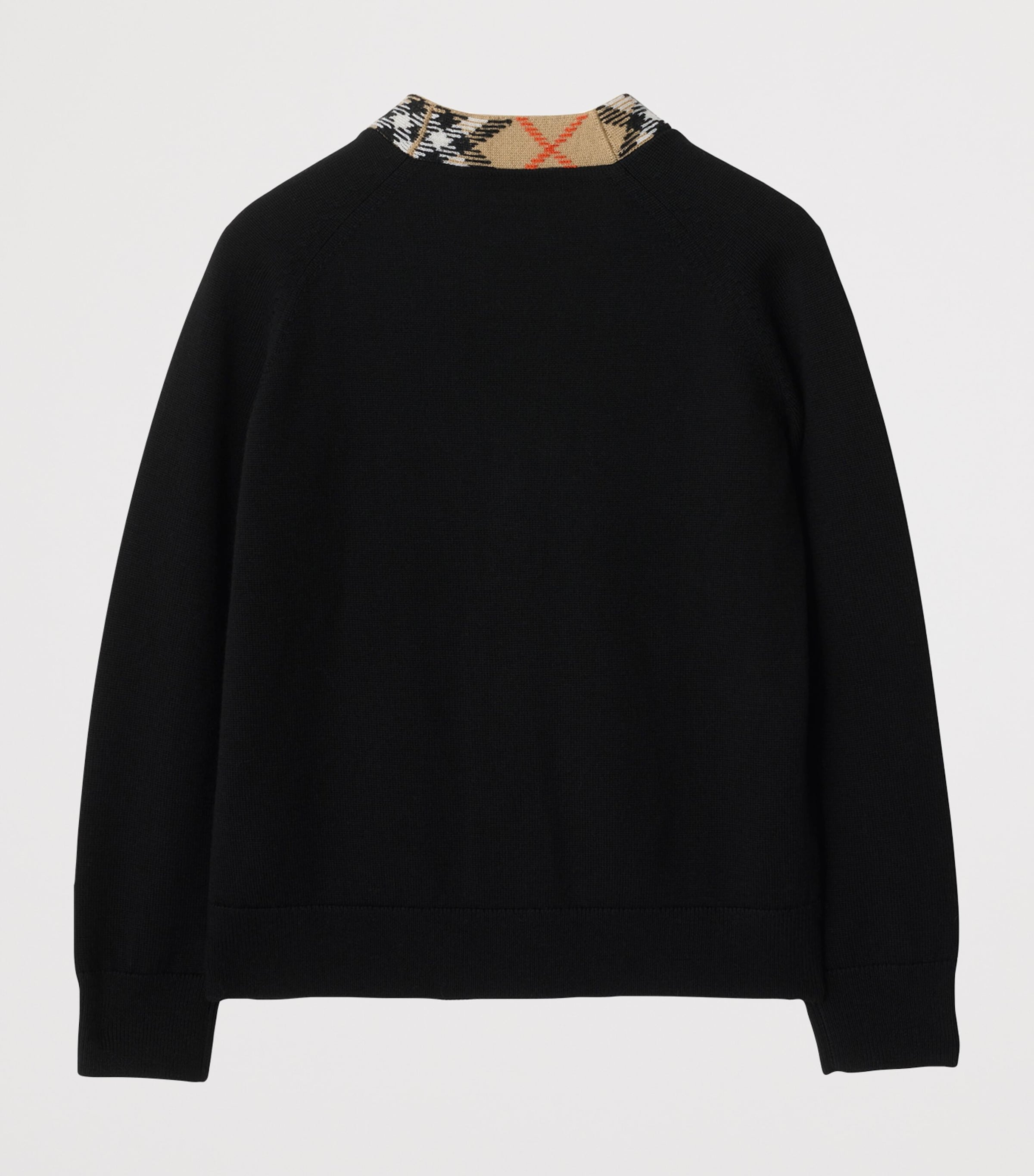 Wool Check-Trim Cardigan (3-12 Years) BLACK Image 2