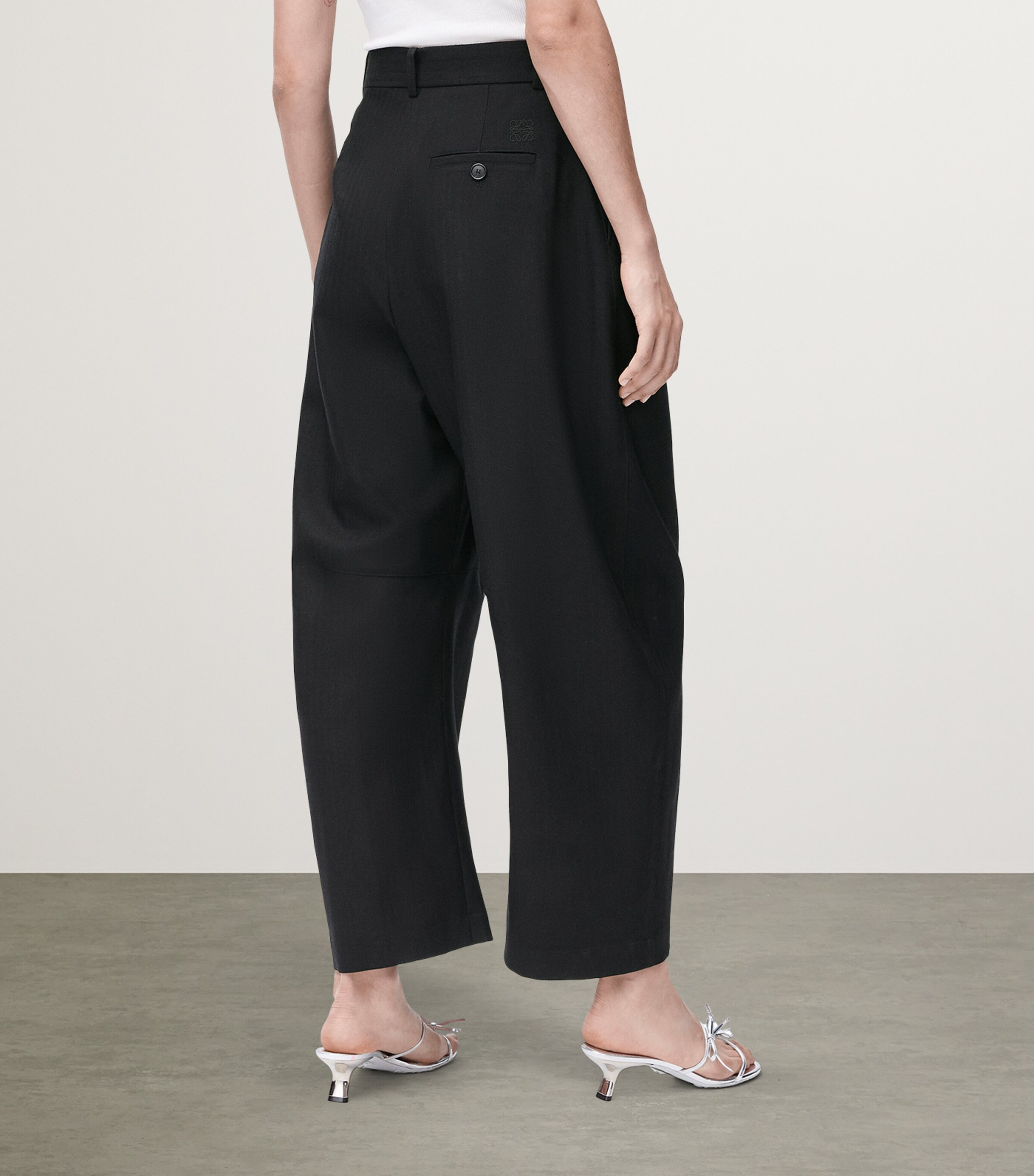LOEWE Womens Wool-Blend Barrel Trousers Black Image 4