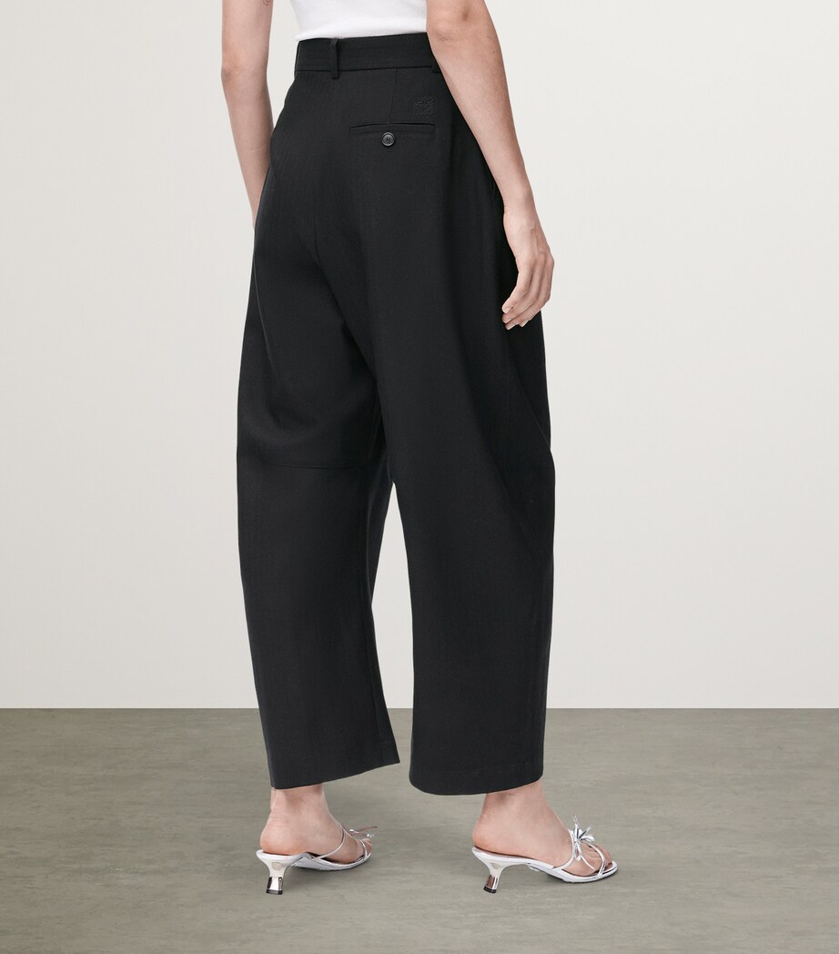 LOEWE Womens Wool-Blend Barrel Trousers Black Image 4