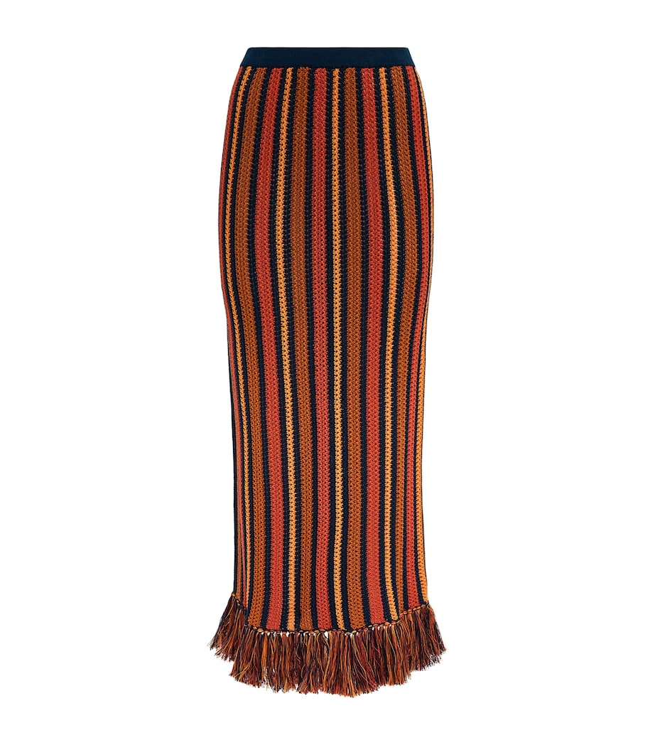 ESCVDO Womens Fringe Misti Maxi Skirt Sunset Image 1
