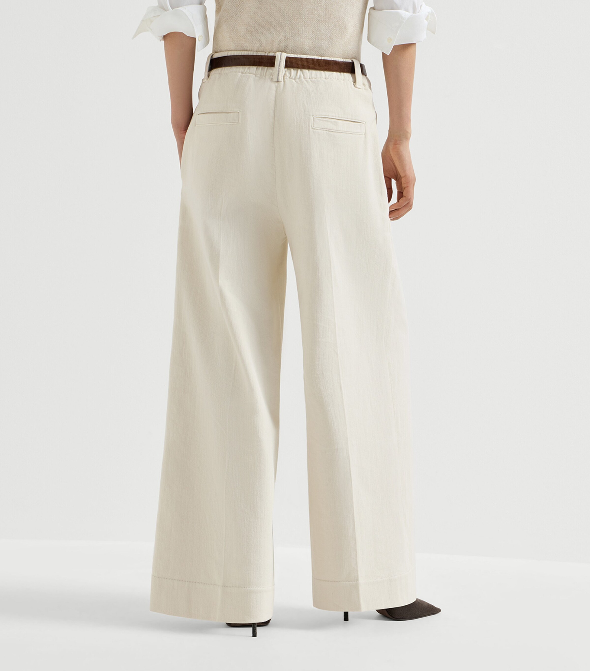 Brunello Cucinelli Womens Cotton Twill Cuffed Trousers Image 5