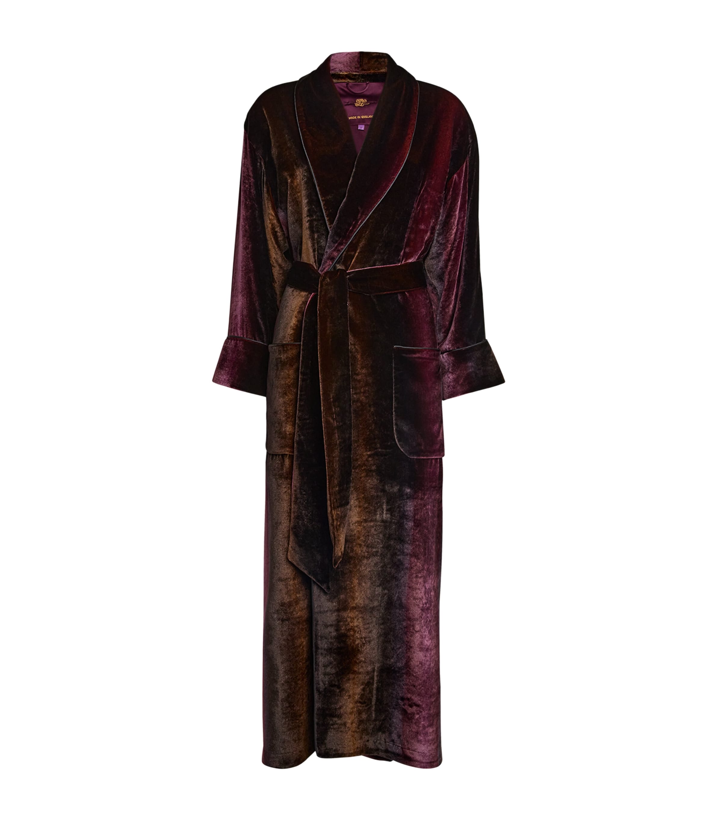 Daniel Hanson Womens Velvet Silk-Lined Robe Ruby Ombre Image 1