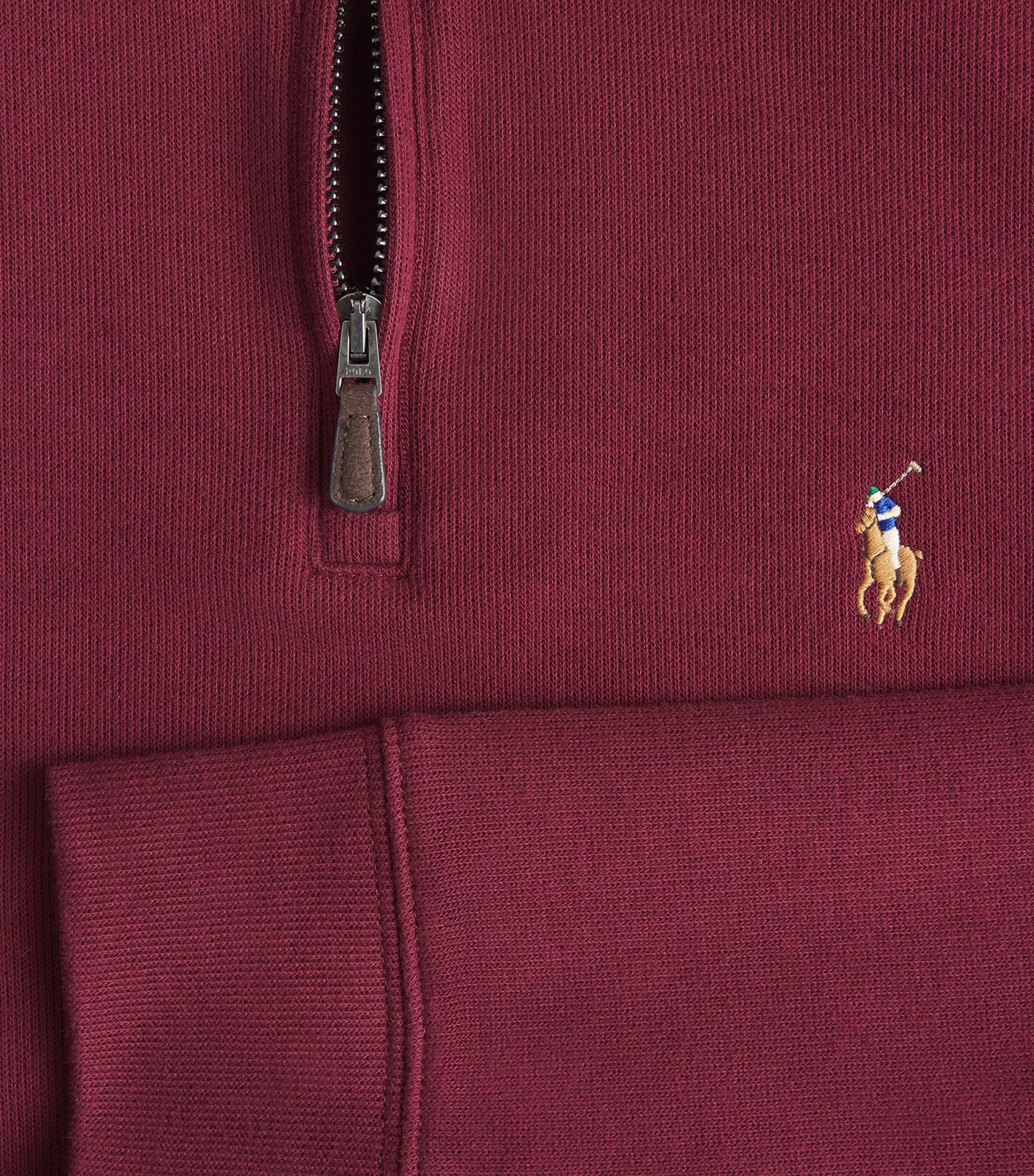 Polo Ralph Lauren Mens Estate-Rib Quarter-Zip Sweater Classic Wine Image 6