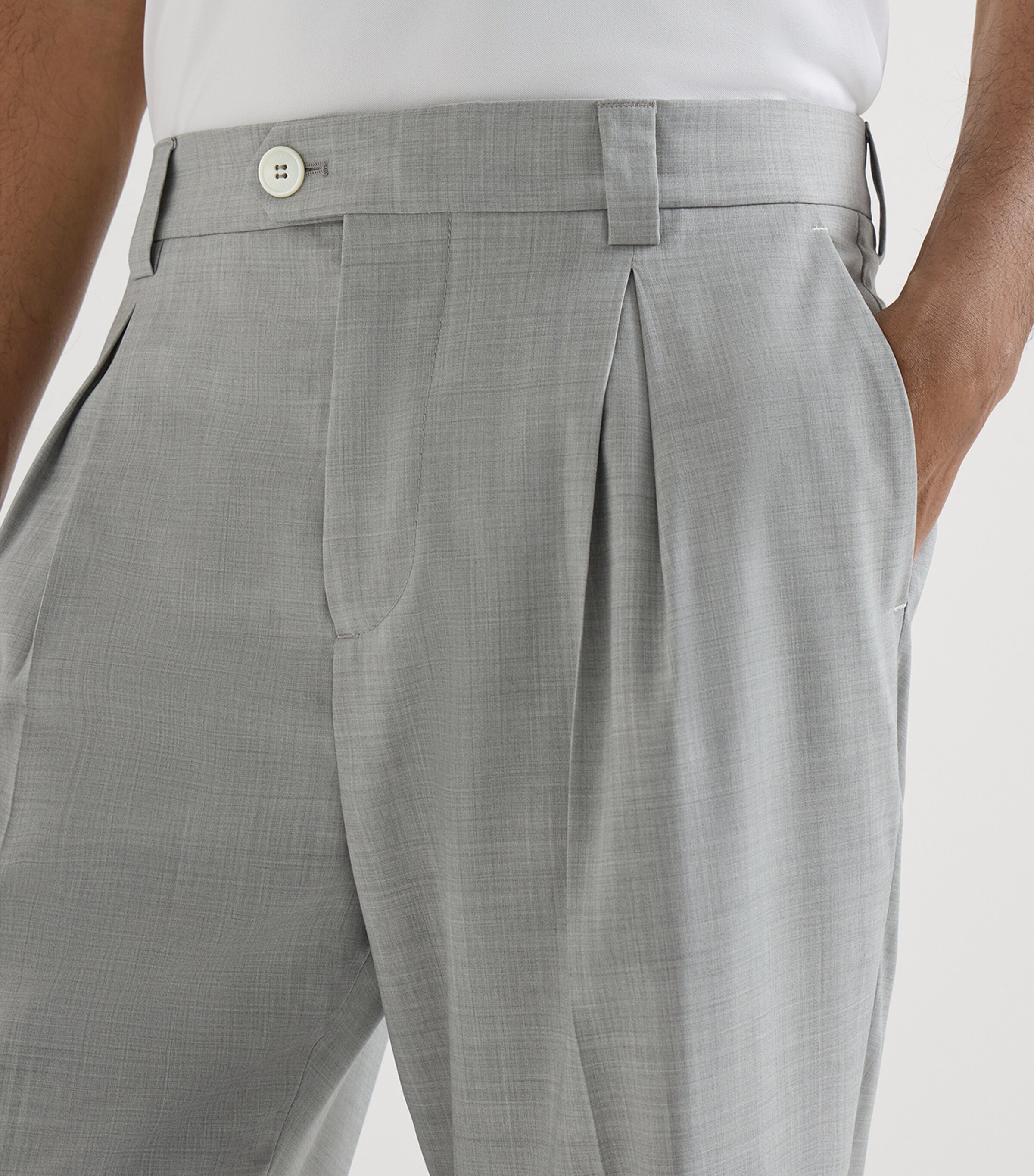 Brunello Cucinelli White Virgin Wool Pleated Trousers | Harrods NG