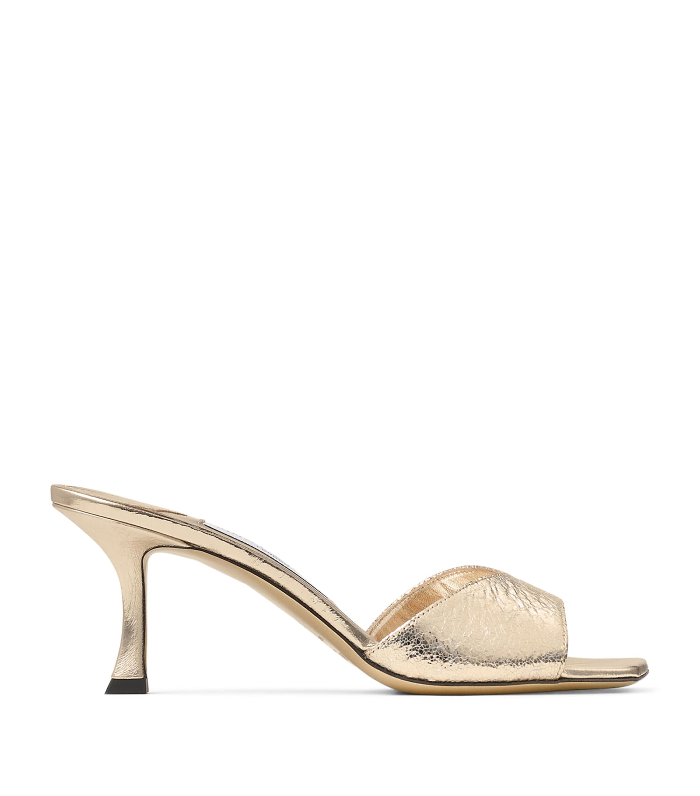 Jimmy Choo Metallic-effect Leather Square-toe Heeled Sandals In Gold