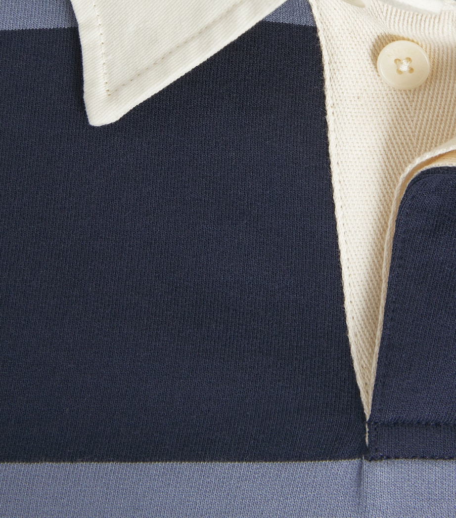 NN.07 Mens Organic Cotton David Rugby Shirt Blue Stripe Image 6