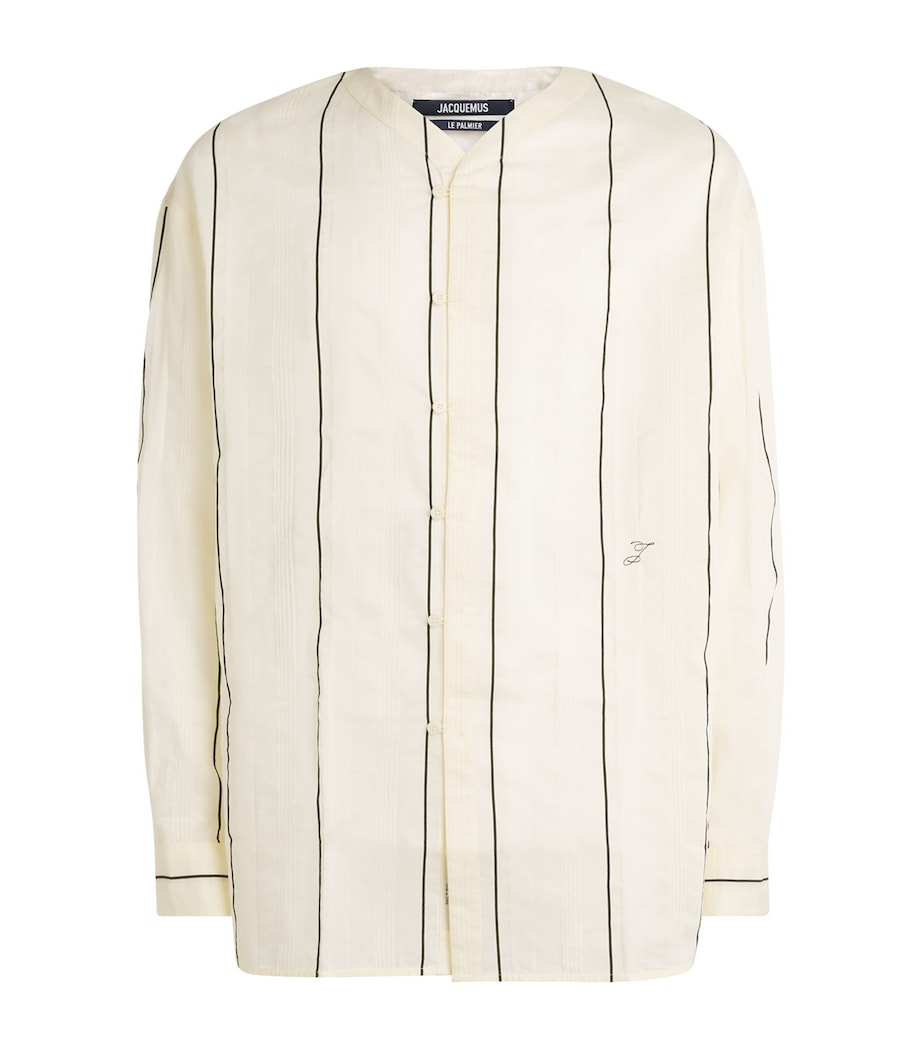 Jacquemus Mens Cotton-Silk Venice Shirt Stripe Wht/blk Image 1