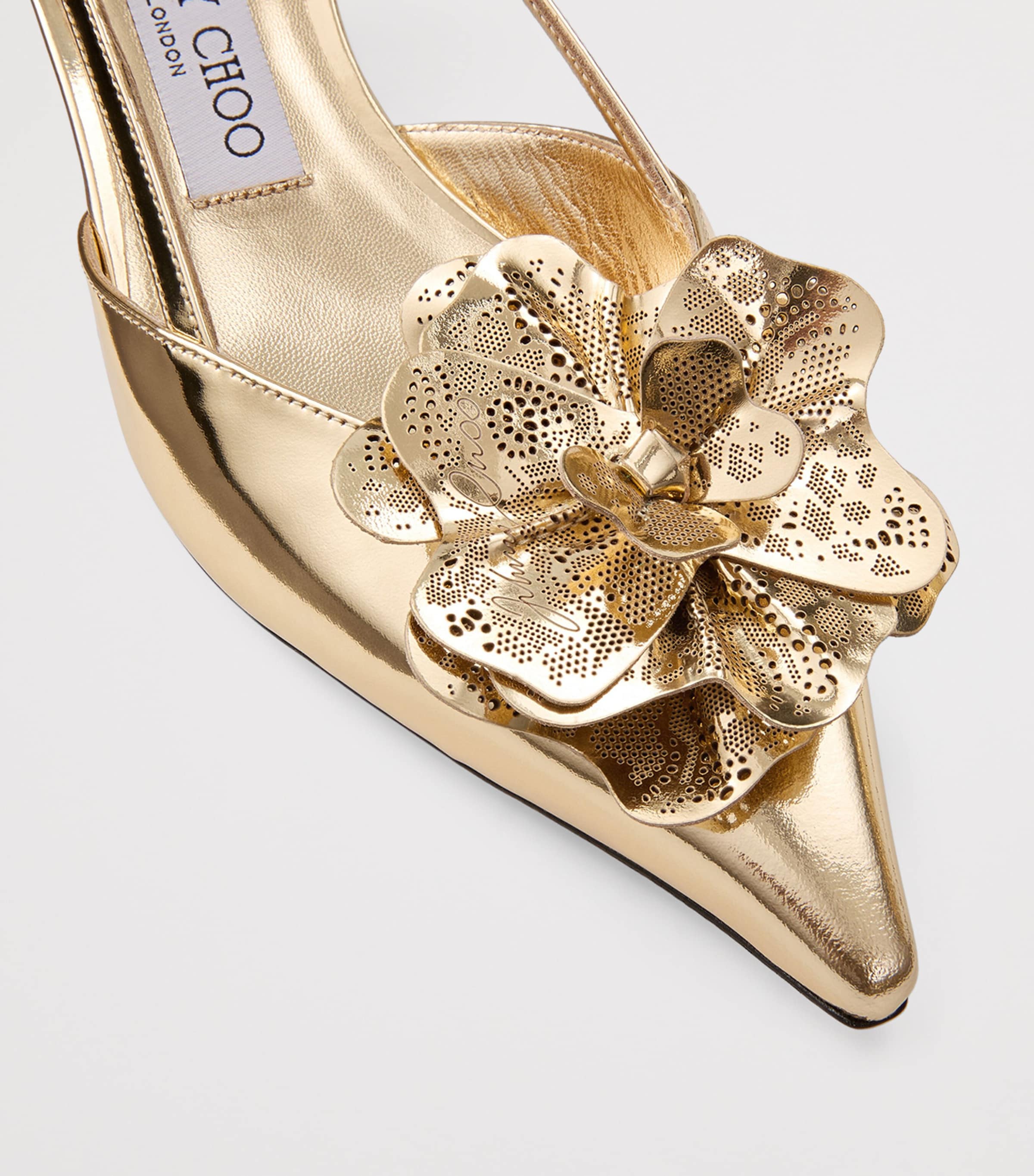 Jimmy Choo Gold Mimmi 50 Leather Slingback Mules | Harrods UK