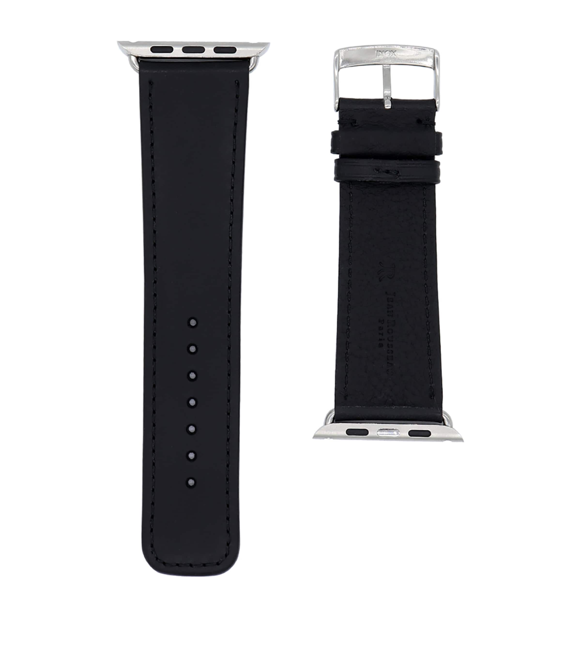 Jean Rousseau Leather Apple Watch Strap (38mm) Black Image 2