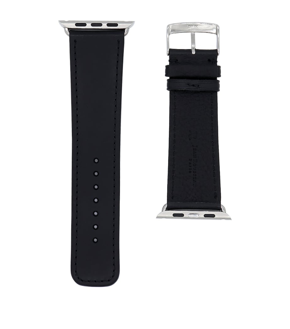 Jean Rousseau Leather Apple Watch Strap (38mm) Black Image 2
