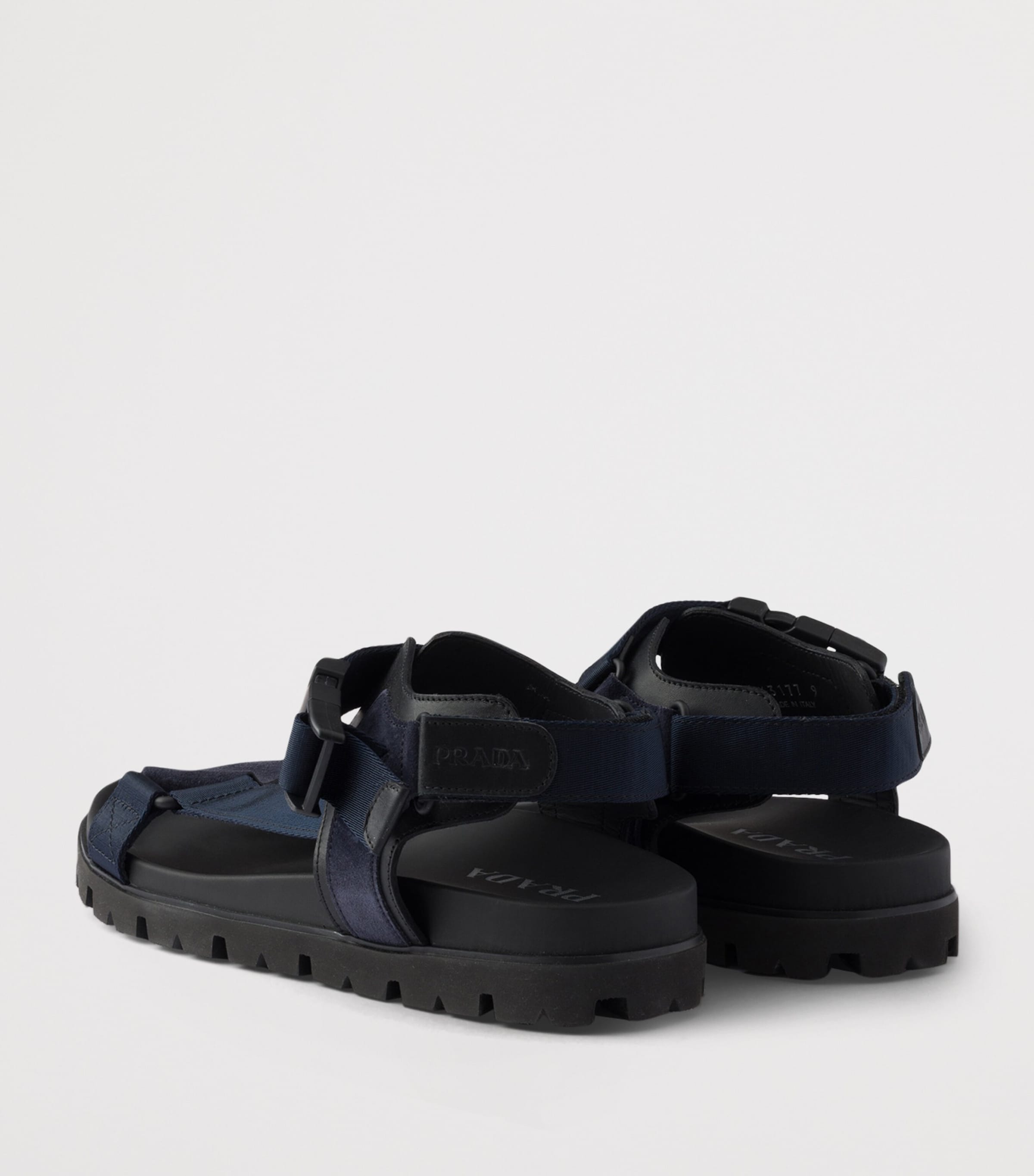 Prada Suede and Woven Tape Sandals Blue Image 5