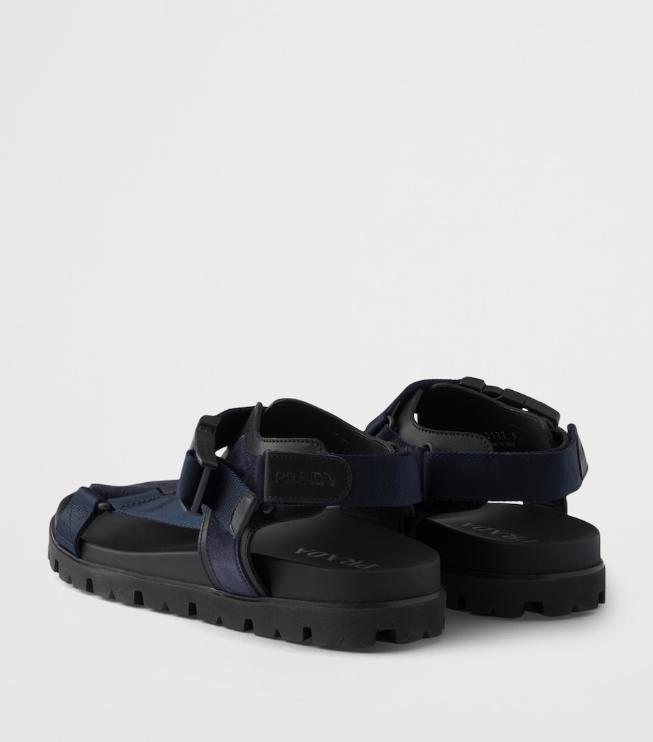 Prada Suede and Woven Tape Sandals Blue Image 5