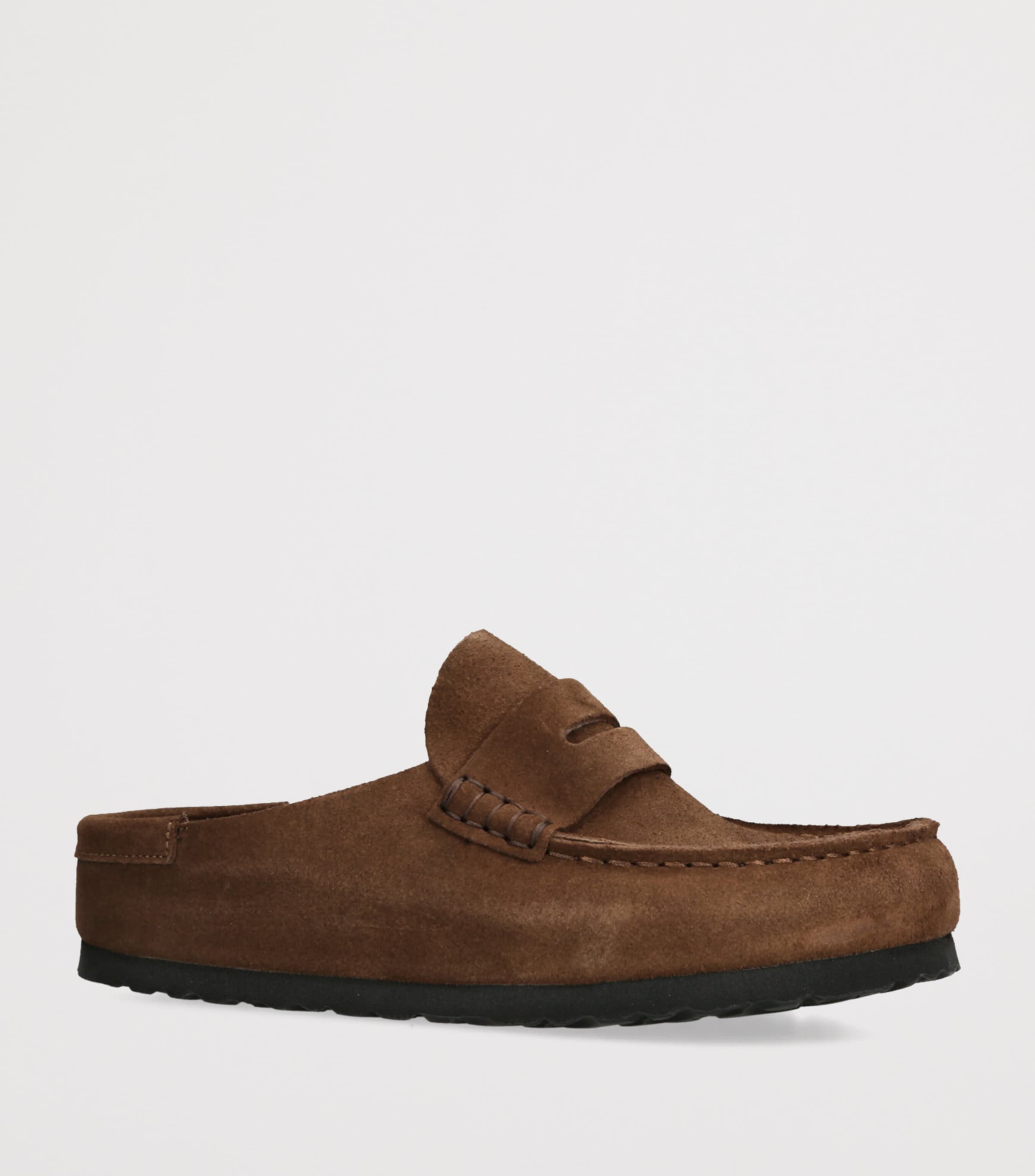 Birkenstock Suede Naples Wrapped Clogs (Narrow Fit) Dark Brown Image 3