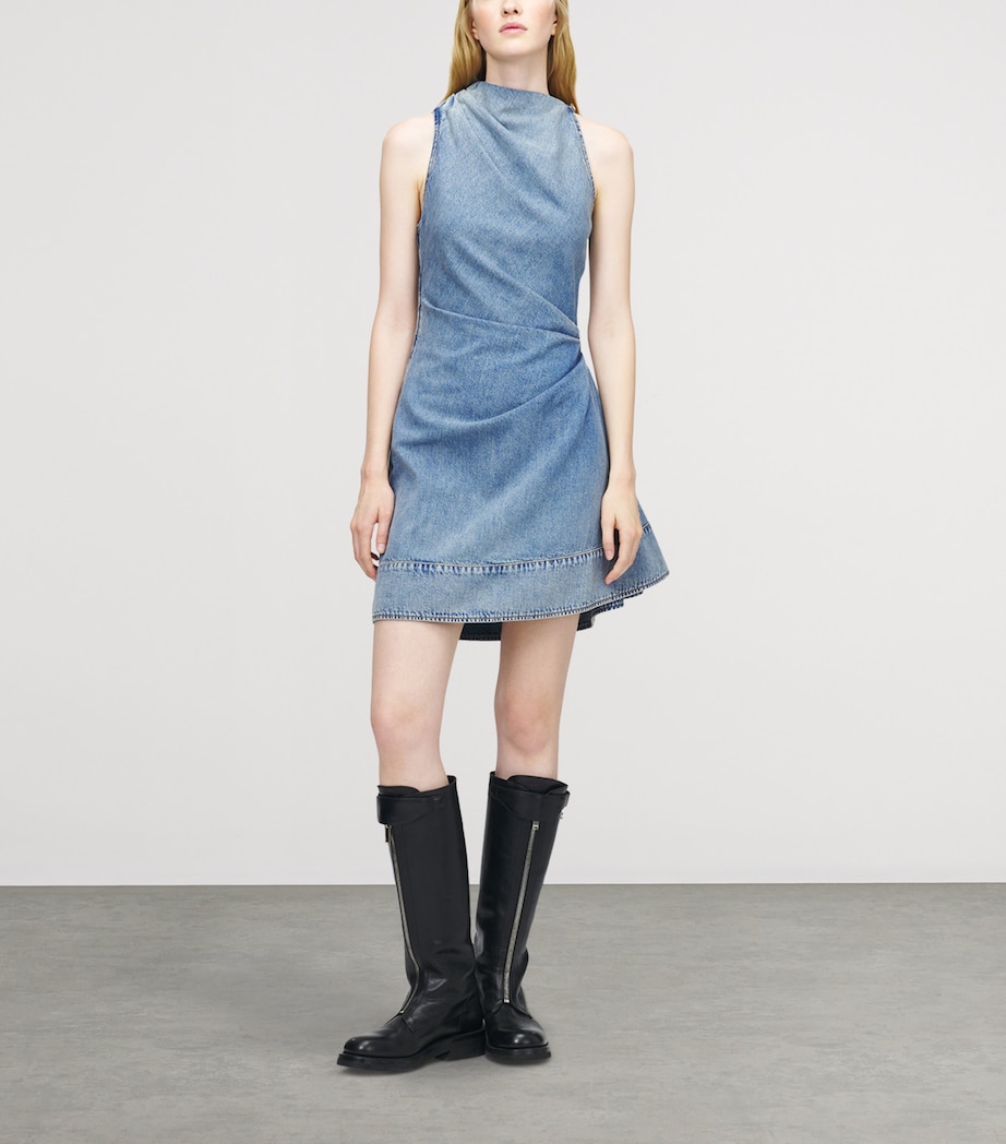 Denim Asymmetric Mini Dress 4383 Image 2