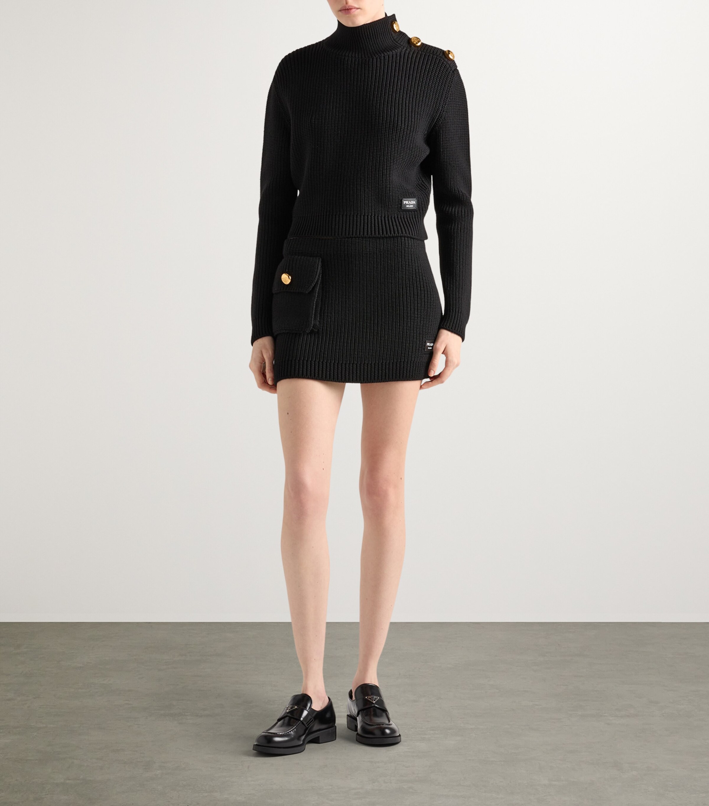 Prada Black Wool Rib-Knit Sweater | Harrods UK