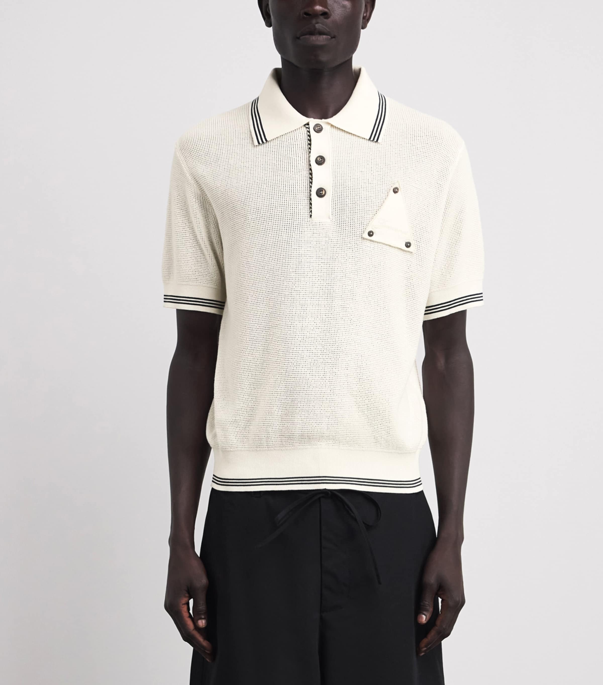Jacquemus Mens Silk-Cotton Sailboat Polo Shirt White Image 4